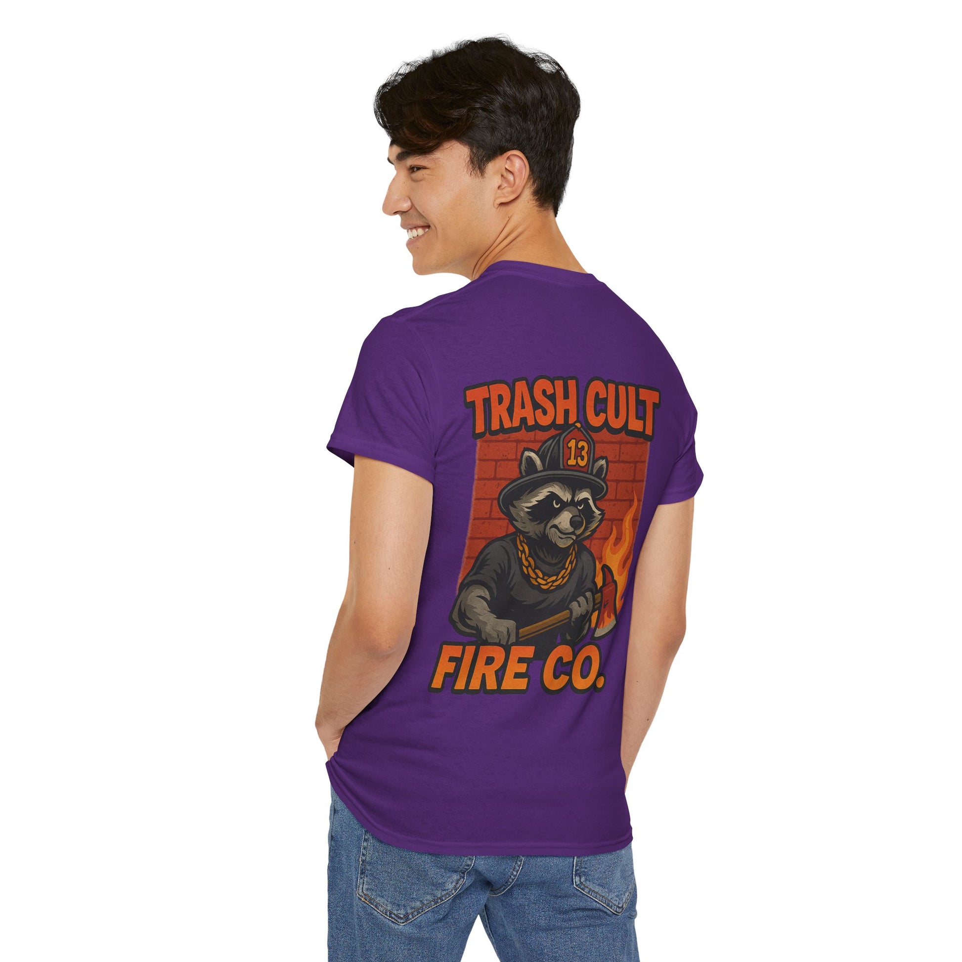 Trash Cult Fire Co. Unisex Tee - Quirky Raccoon Design, Fun Gift, Casual Wear, Firefighter Humor, Unique Apparel