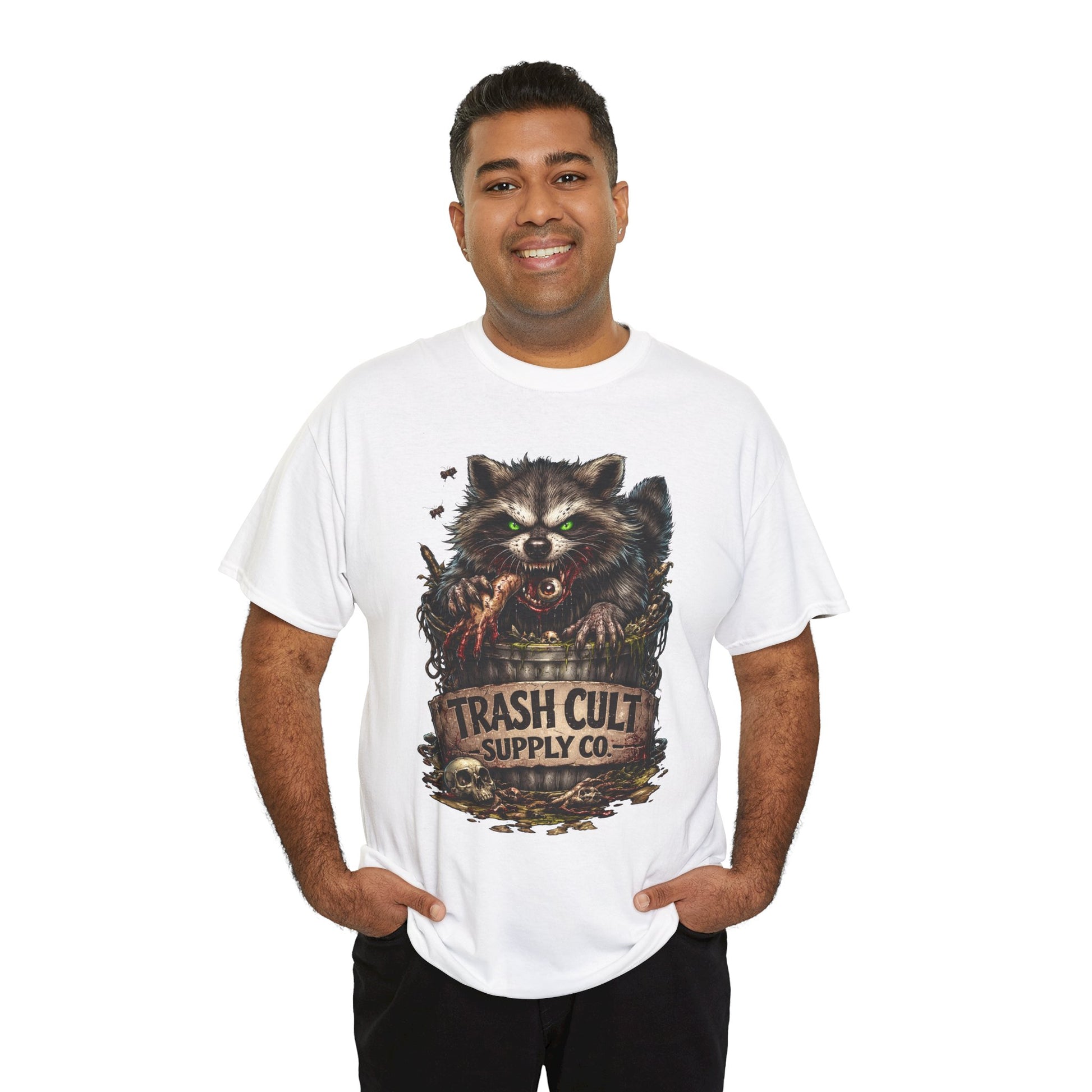 Raccoon 'Trash Cult Supply Co.' Graphic Tee — Vintage Grunge Animal Streetwear
