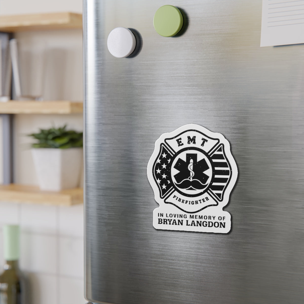 Memorial EMT Firefighter Die-Cut Magnet, Tribute to Heroes, First Responder Gift, Fridge Decor, Remembrance Magnet
