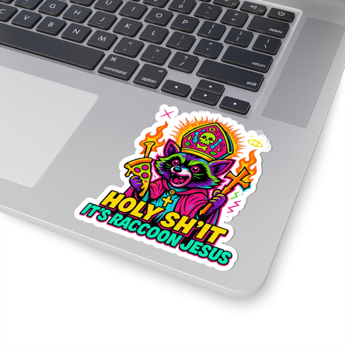 Holy Sh*t, It’s Raccoon Jesus – Limited Edition Kiss Cut Sticker | Illuminasty Drop