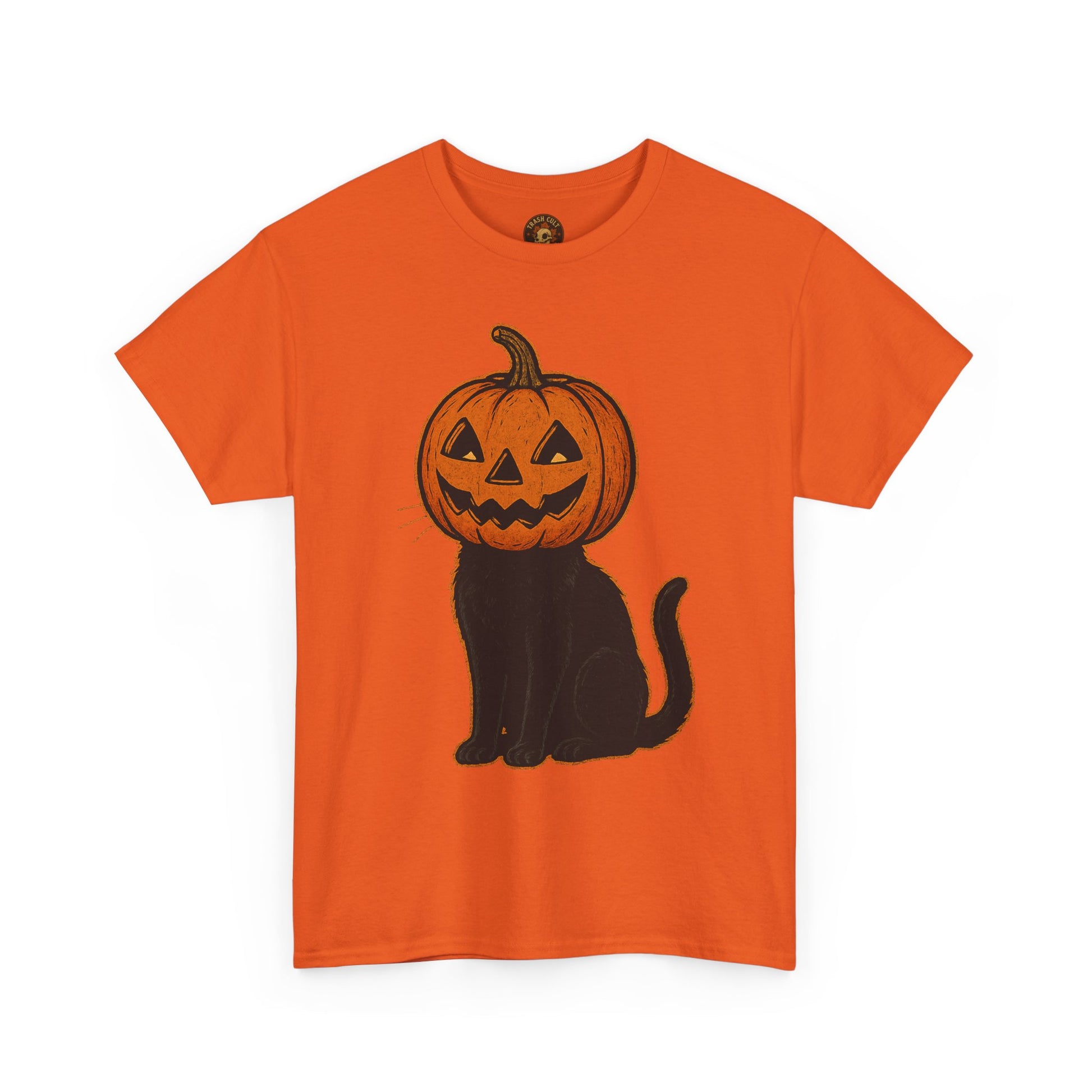 Black Cat Pumpkin Head Halloween T-Shirt – Jack O’Lantern Cat Design