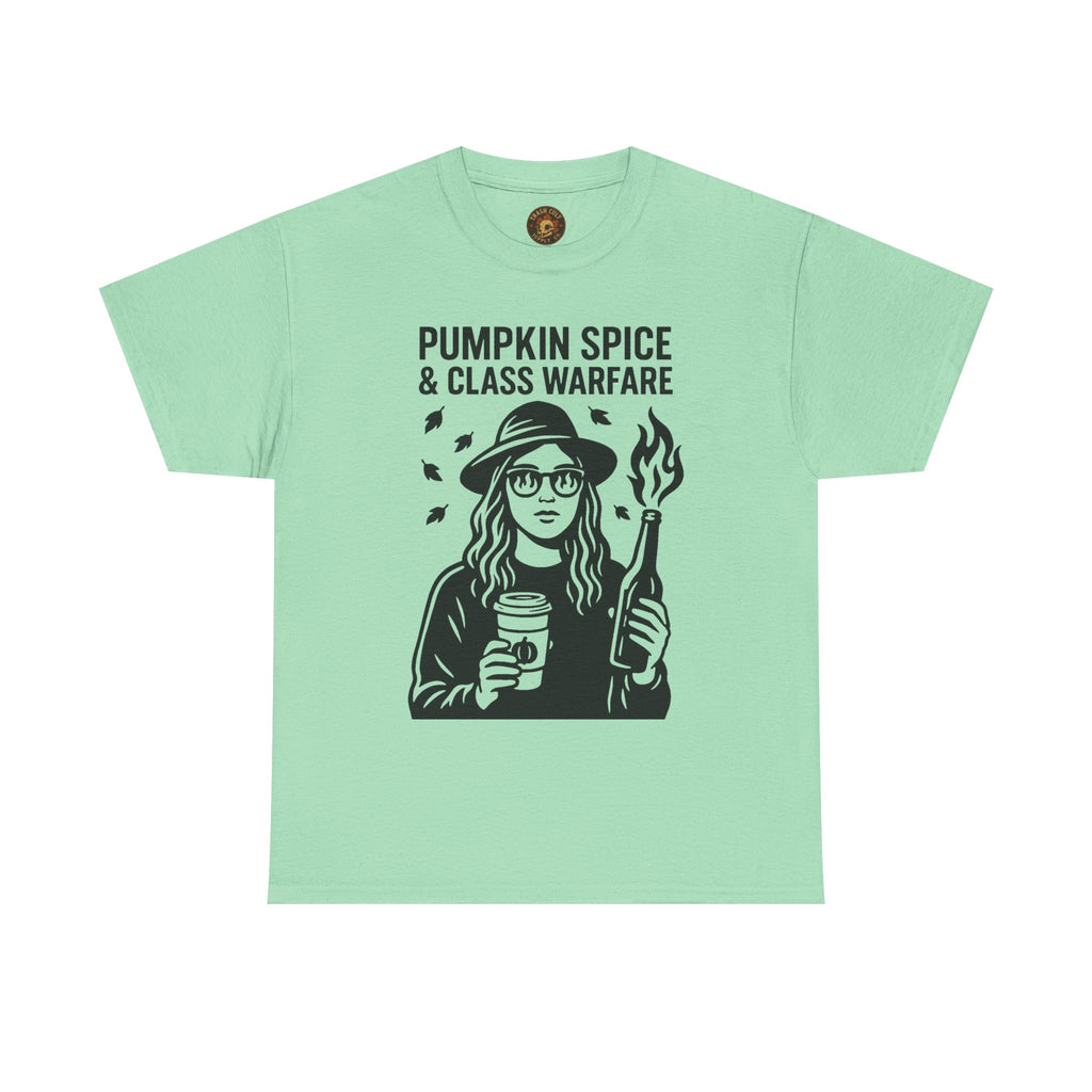 Pumpkin Spice & Class Warfare Shirt – Fall Riot Girl Graphic Tee – Fall of Humanity Collection – Trash Cult Supply Co.