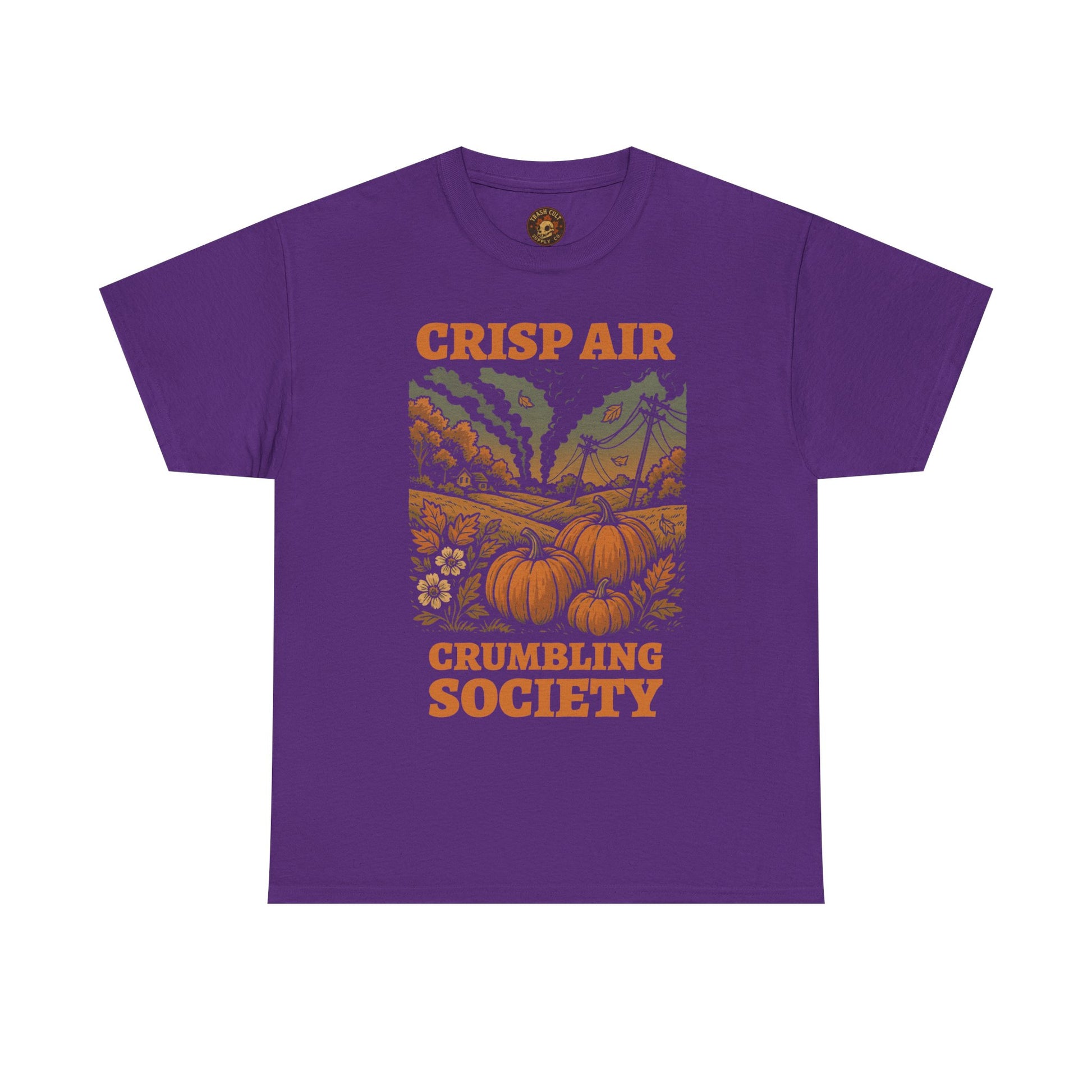 Crisp Air Crumbling Society Shirt – Dystopian Fall Pumpkin Tee – Fall of Humanity Collection – Trash Cult Supply Co.