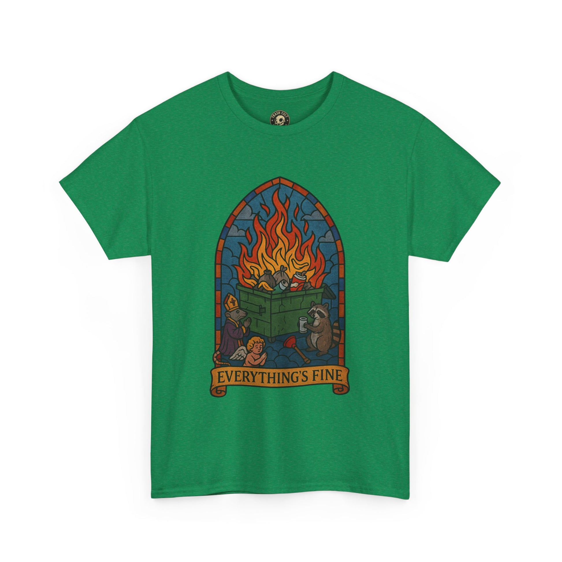 "Everything's Fine" Unisex Heavy Cotton Tee - Casual Wear, Gift for Friends, Home Decor, Everyday Style, Relaxed Fit