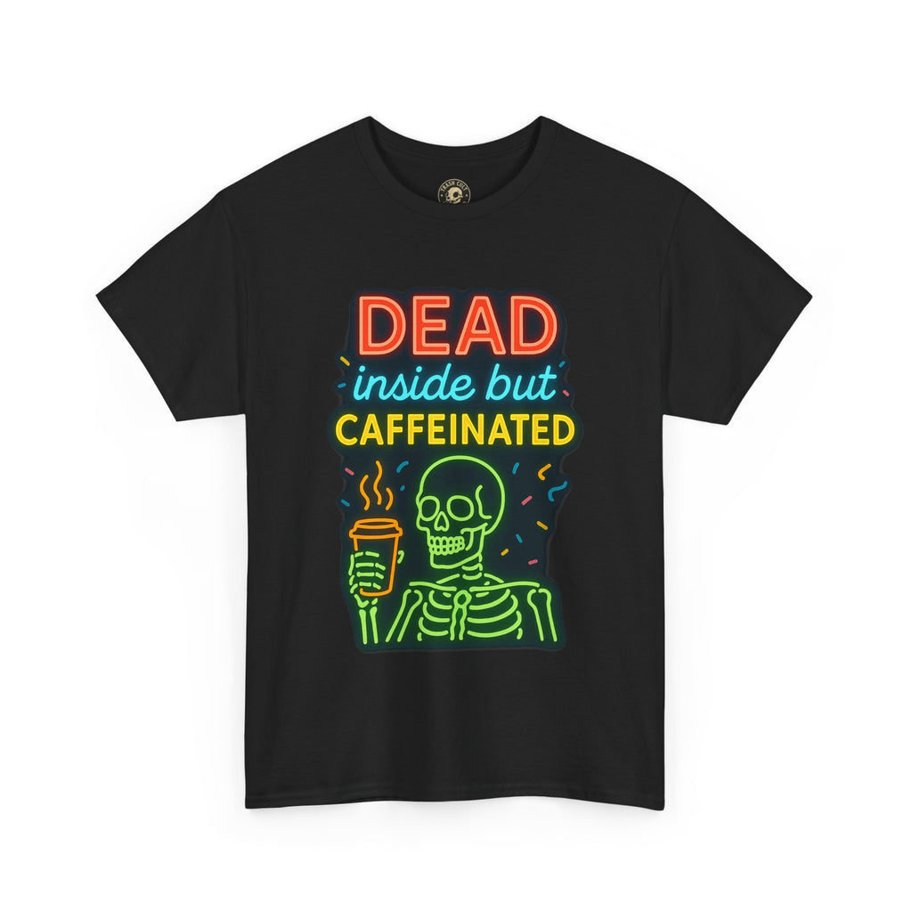 Unisex Skeleton Tee, Dead Inside But Caffeinated Shirt, Funny Graphic Tee, Halloween Gift, Coffee Lover Shirt, Quirky Humor Top