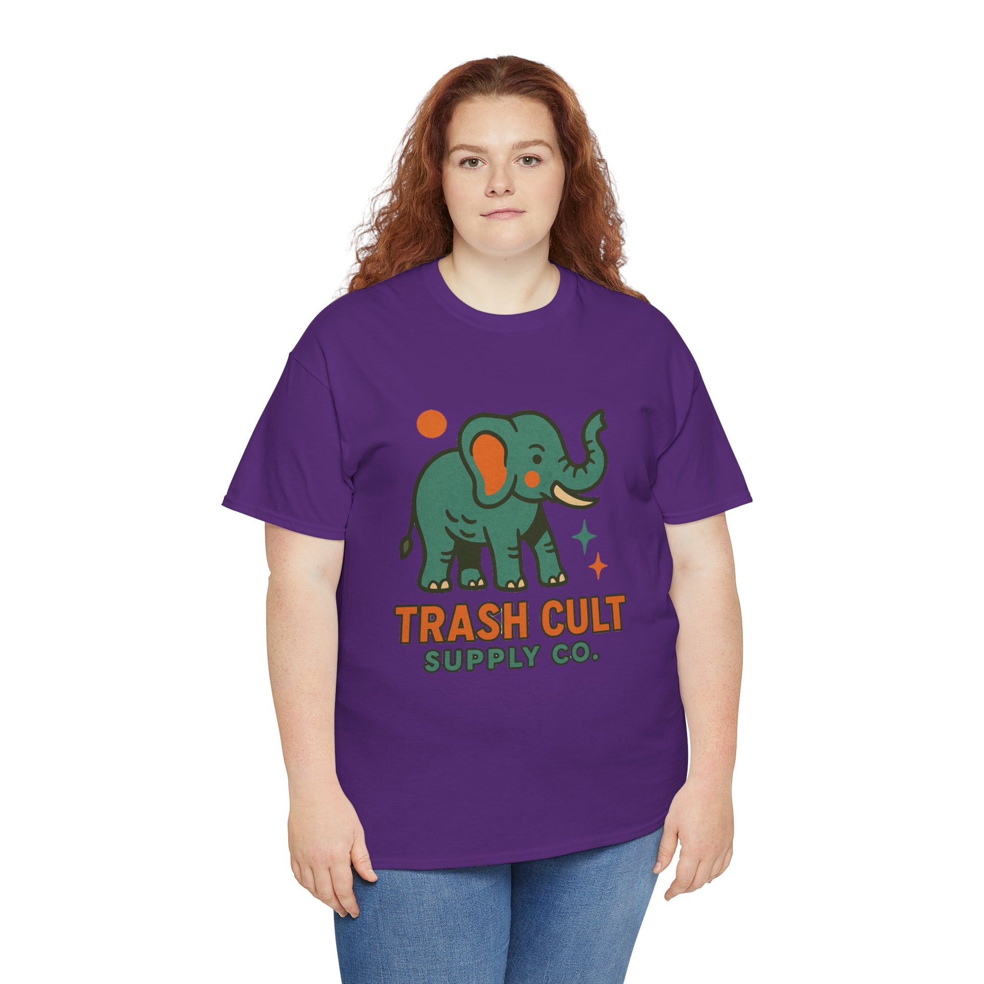 Trash Cult Elephant Unisex Heavy Cotton Tee, Eco-Friendly Shirt, Cool Casual Tee, Gift for Animal Lovers, Vintage Style T-Shirt
