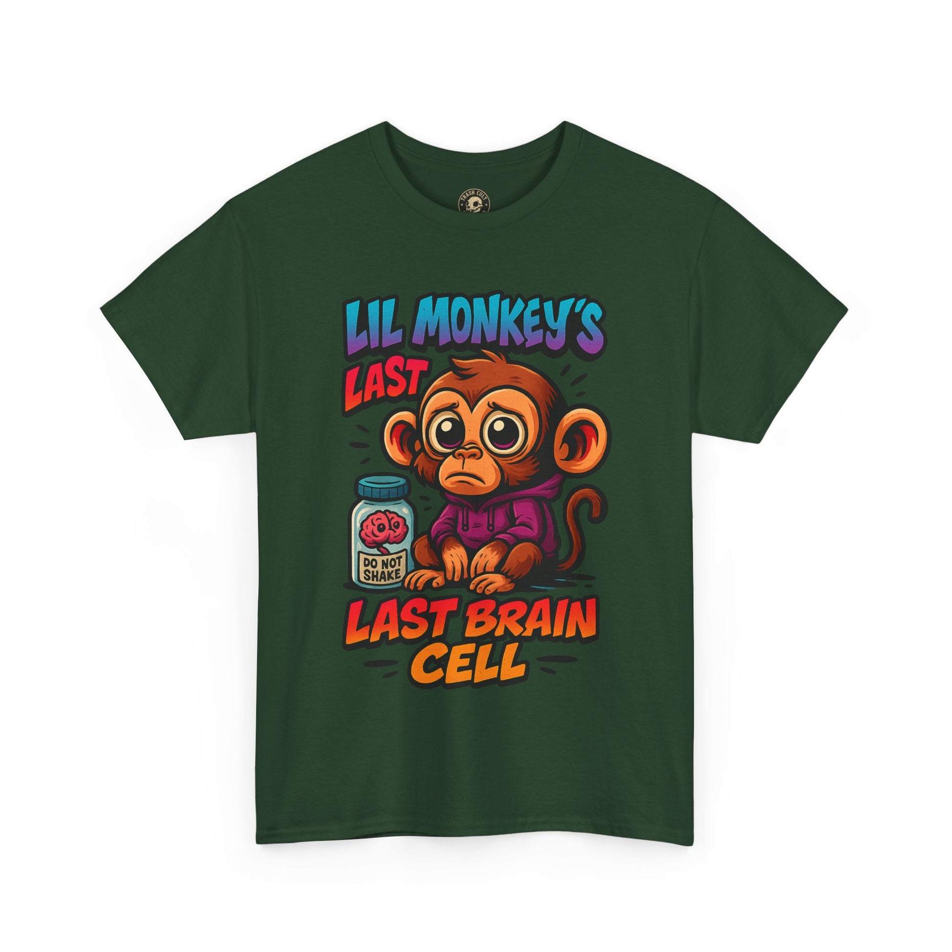 Lil Monkey’s Last Brain Cell Tee – Funny ADHD Cartoon Shirt – Gildan Heavy Cotton