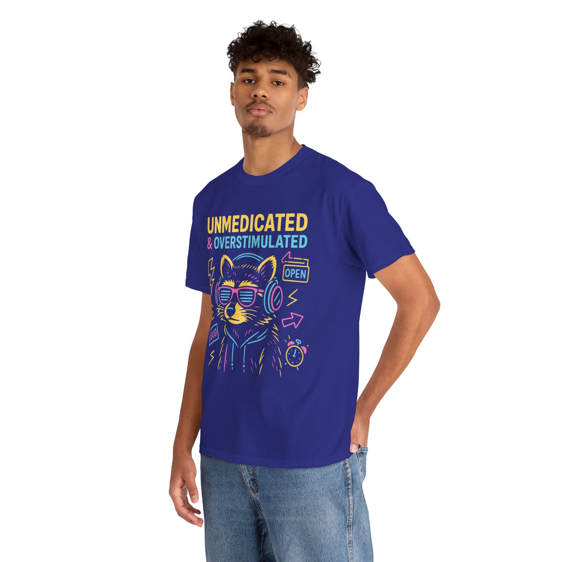 Unmedicated & Overstimulated Neon Raccoon ADHD Shirt – Trash Cult Supply Co. – Gildan 5000