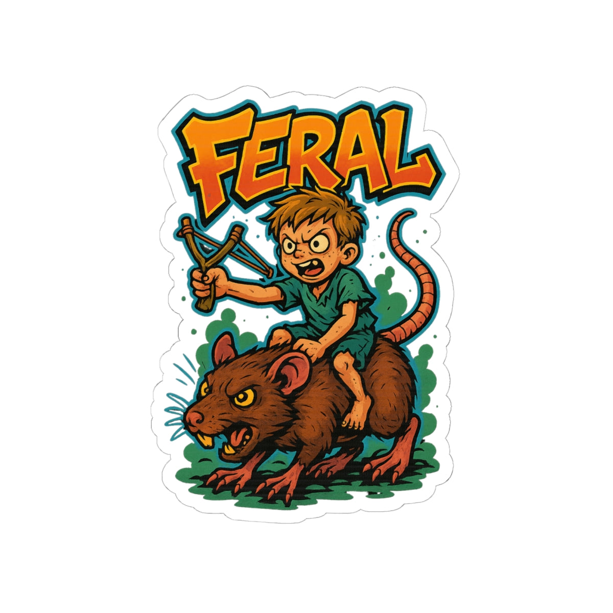 Feral Kids Stickers, Playful Vinyl Decals, Fun Artwork for Laptops, Totes, and Gifts, Unique Illustrations for Kids' Rooms