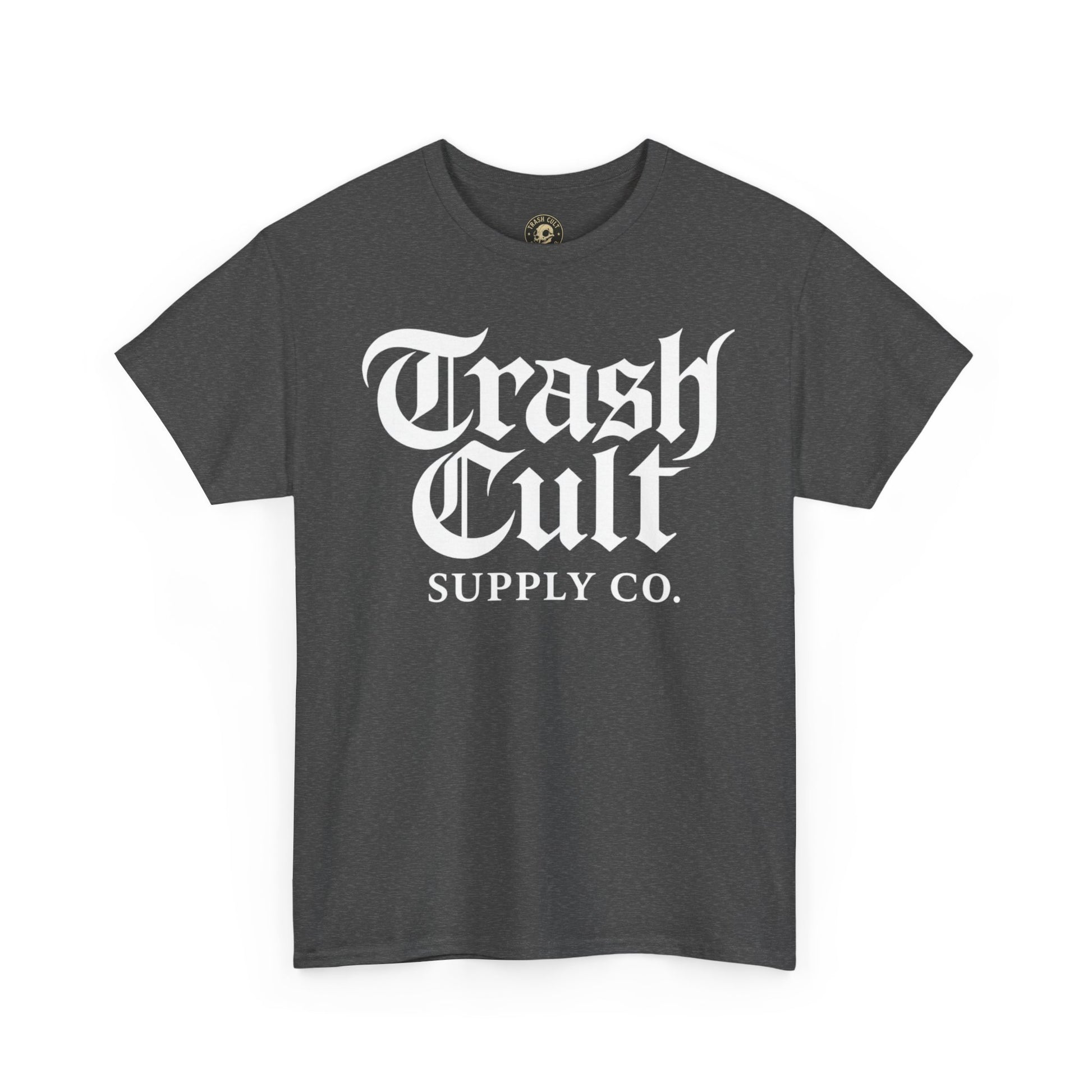 Trash Cult Gothic Logo Shirt – White Cyber Gothic Print on Gildan 5000