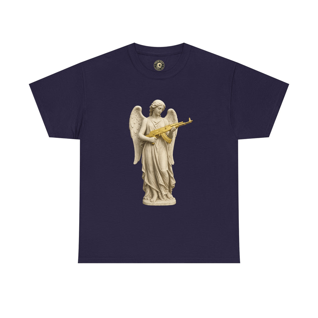 Marble Angel with Gold AK-47 T-Shirt – Gildan 5000 Divine Chaos Tee