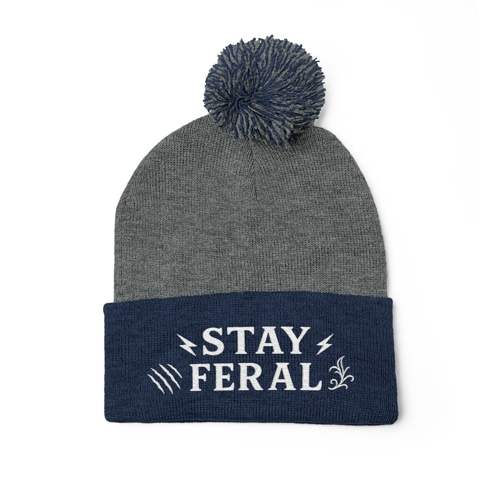 Stay Feral Pom-Pom Knit Cap, Cozy Winter Beanie, Embroidered Hats for Adventurers, Gift for Outdoorsy Friends, Stylish Cold Weather [...]
