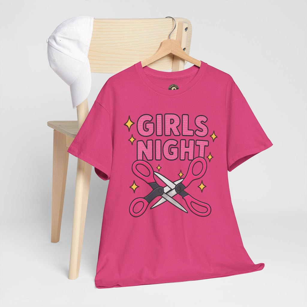 Funny Girls Night Shirt – Lesbian Humor Tee – Pink Scissors Graphic on Gildan 5000