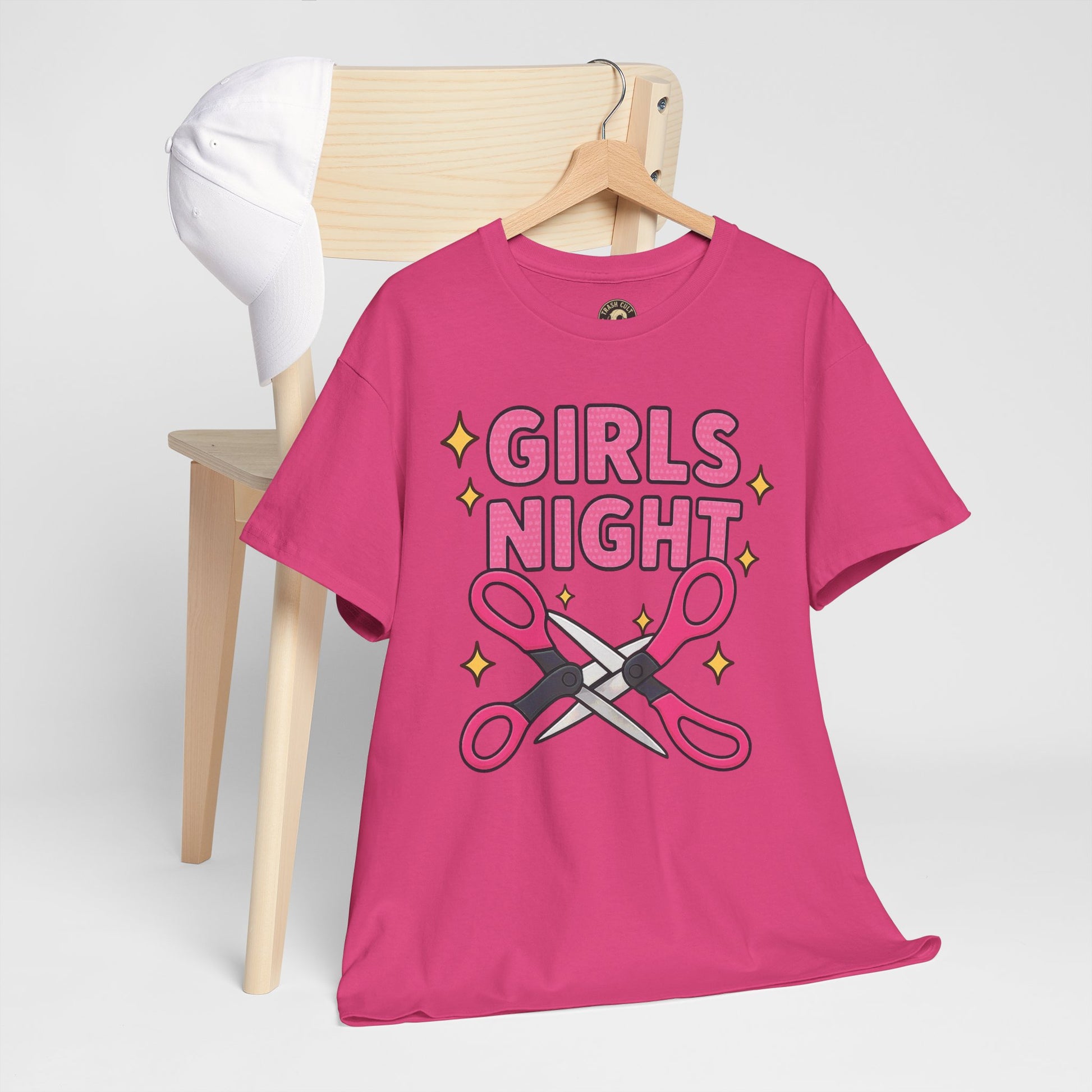 Funny Girls Night Shirt – Lesbian Humor Tee – Pink Scissors Graphic on Gildan 5000