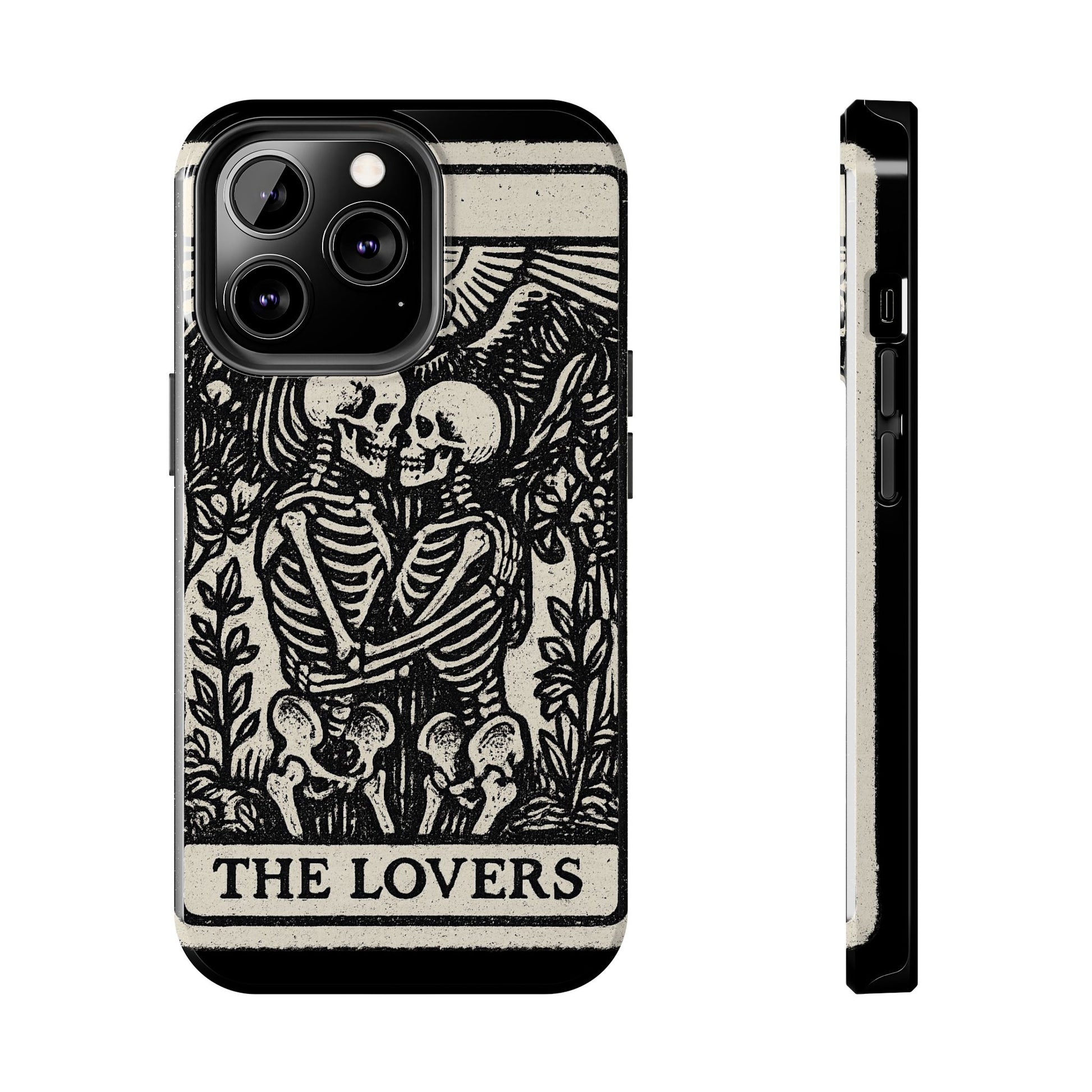 Tough Phone Case with Skeleton Lovers Design, Gothic Phone Cover, Unique Couples Gift, Halloween Accessory, Edgy Tech Design