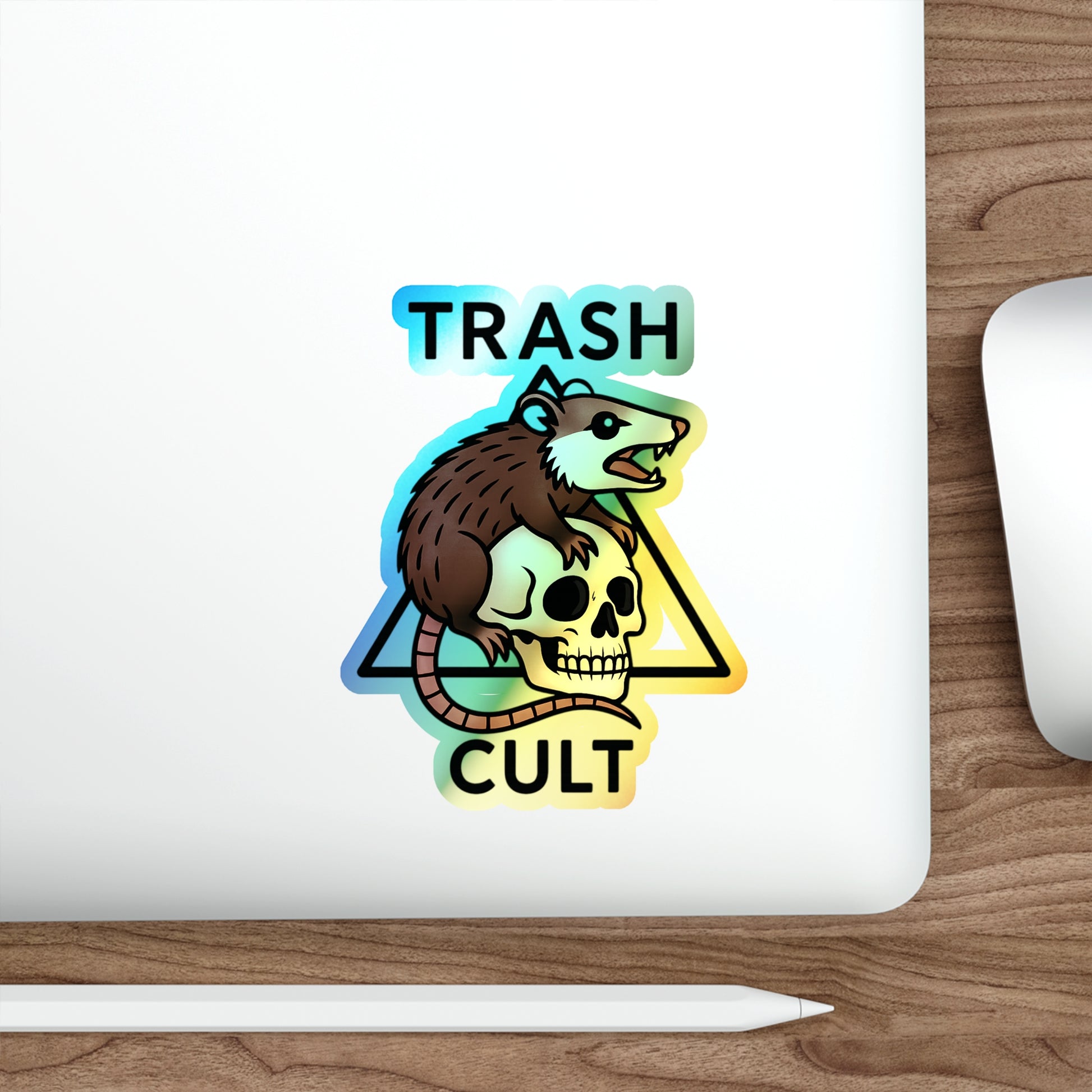 Holographic Trash Cult Stickers - Unique Decals for Skateboards, Laptops, Water Bottles, Fun and Quirky Gifts