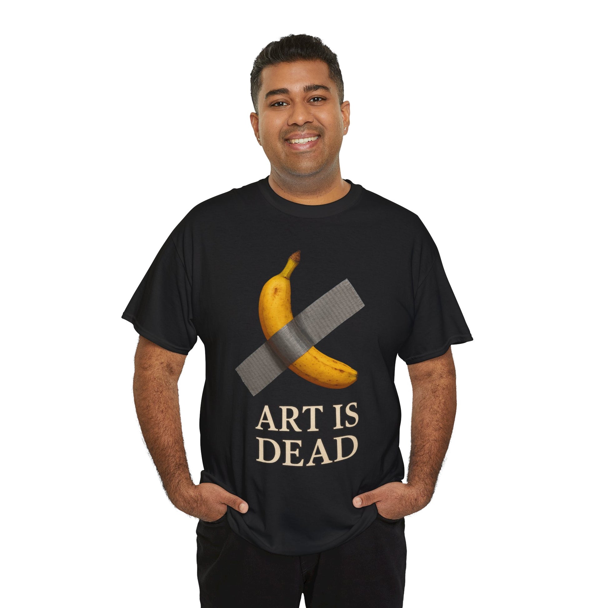 “ART IS DEAD” Banana Duct Tape Meme Tee – Satirical Art Parody Shirt by Trash Cult Supply Co.