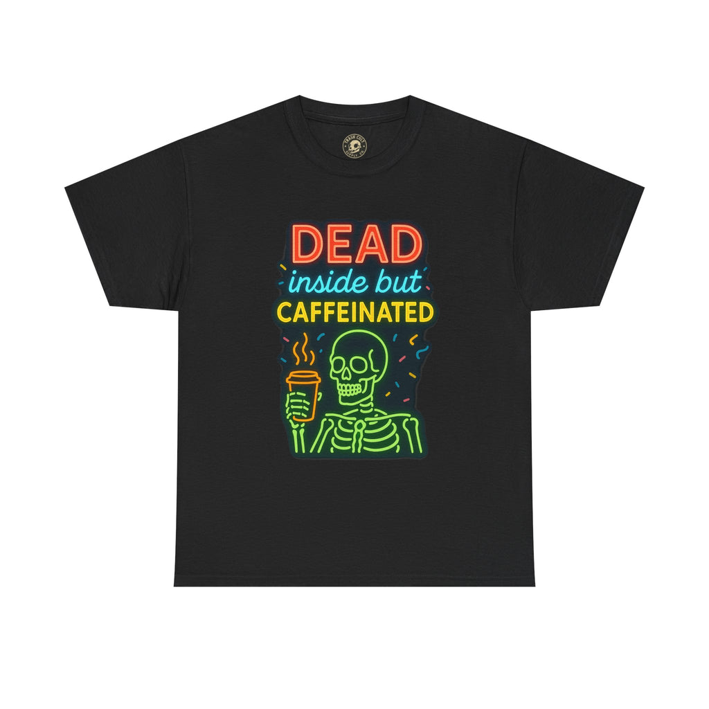 Unisex Skeleton Tee, Dead Inside But Caffeinated Shirt, Funny Graphic Tee, Halloween Gift, Coffee Lover Shirt, Quirky Humor Top