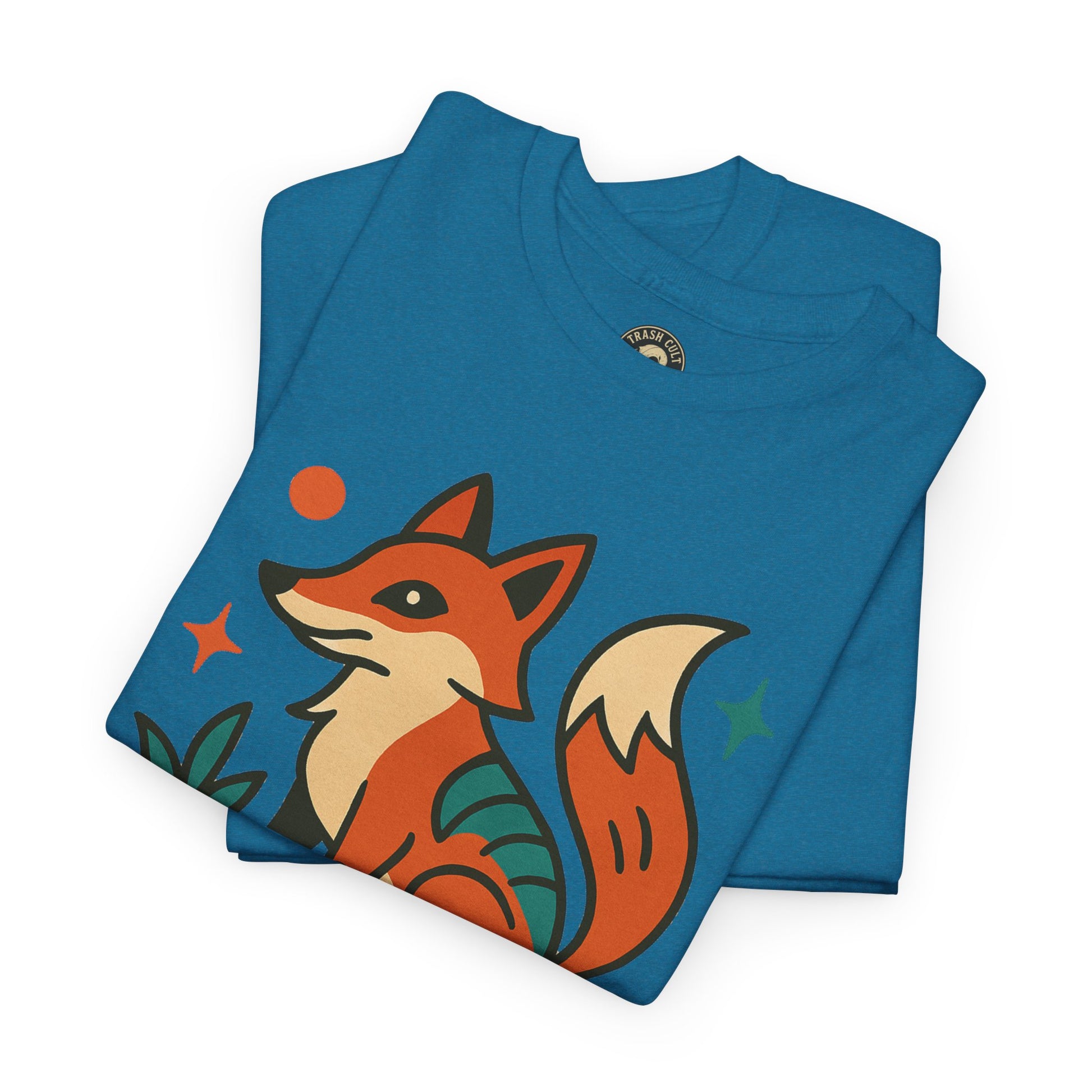 Trash Cult Fox Unisex Heavy Cotton Tee - Eco-Friendly Fashion Statement, Perfect for Nature Lovers, Casual Wear, Gifts, and Festivals
