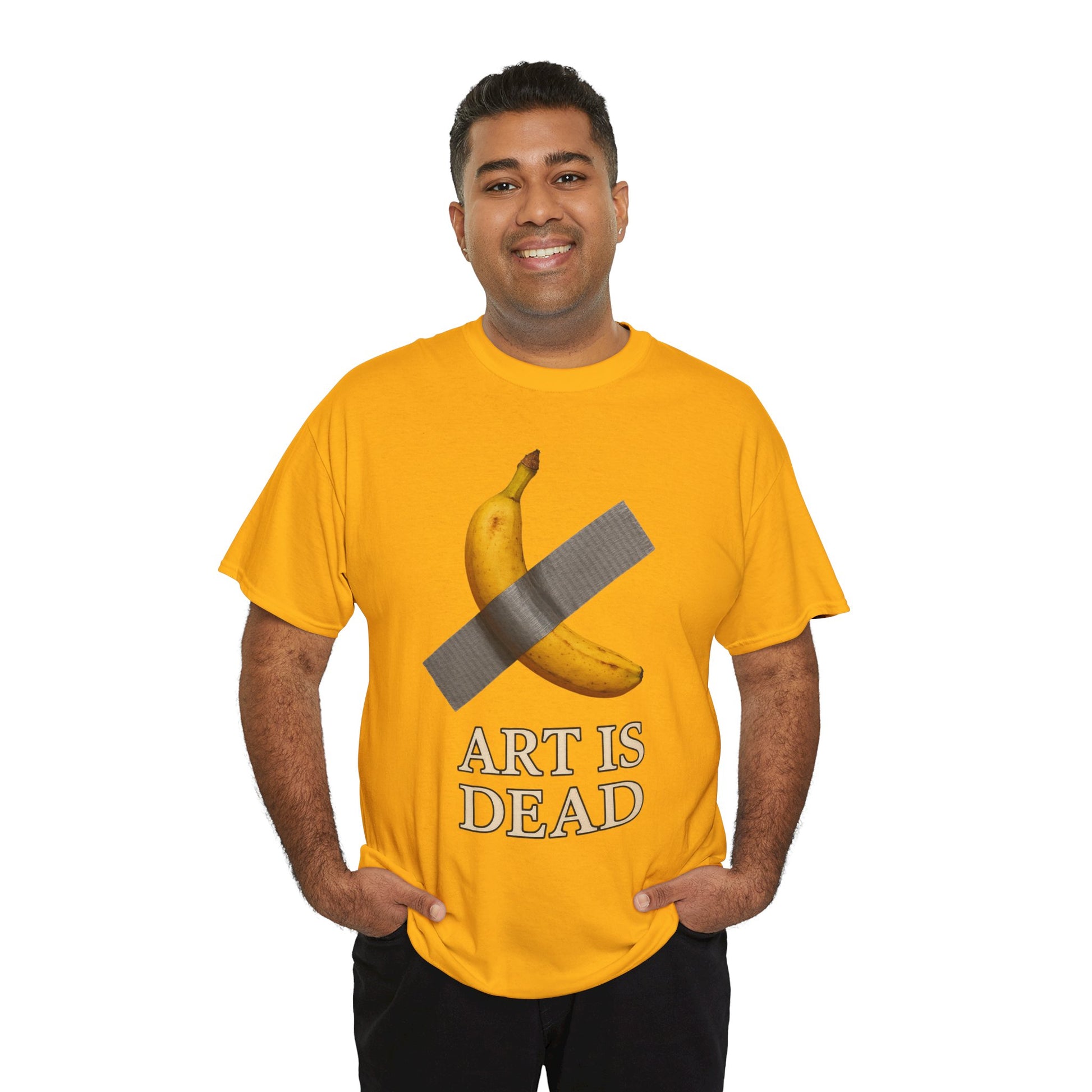 “ART IS DEAD” Banana Duct Tape Meme Tee – Satirical Art Parody Shirt by Trash Cult Supply Co.