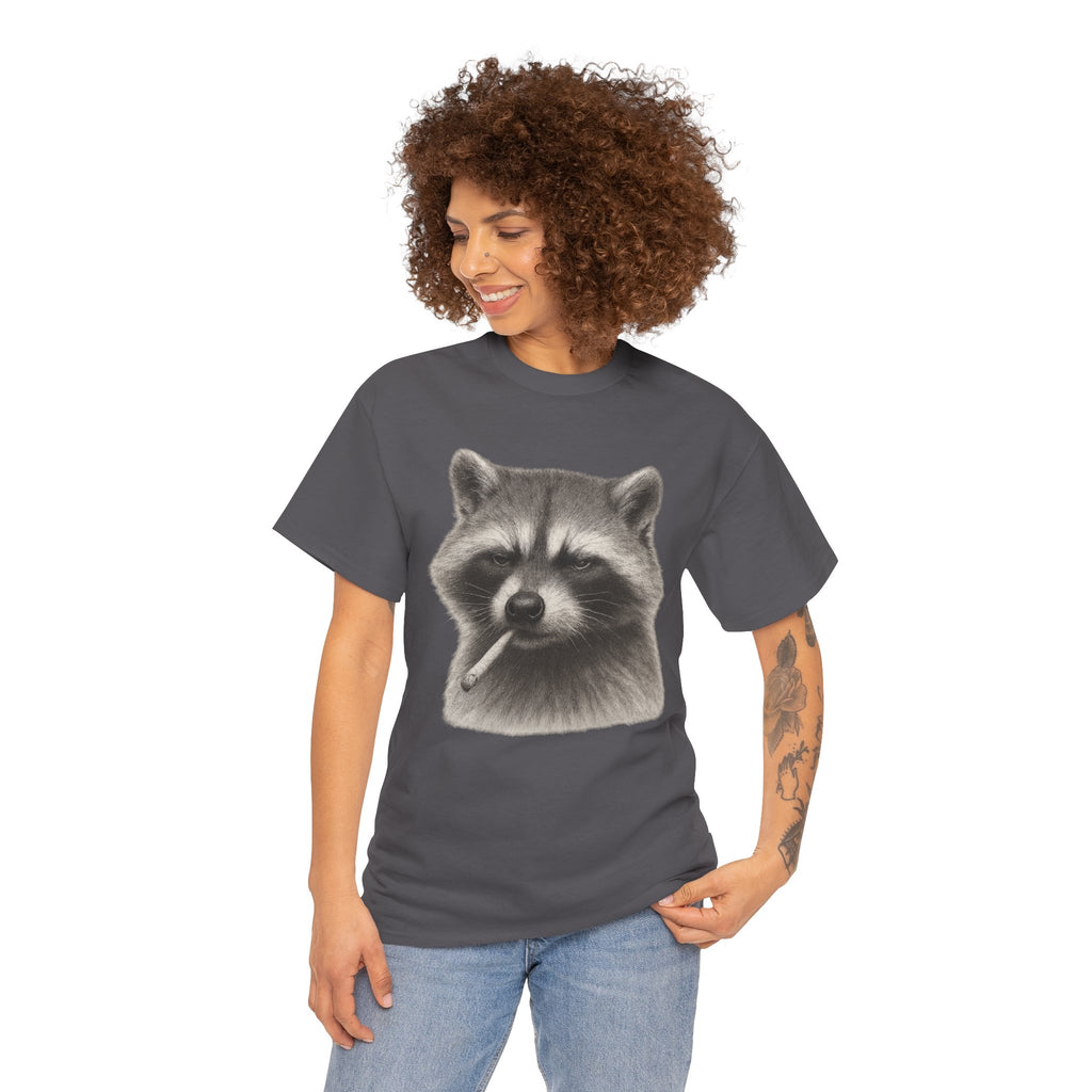 Dirty Harry Raccoon Halftone Shirt – Soft Grit Aesthetic, Smoking Trash Panda Graphic Tee