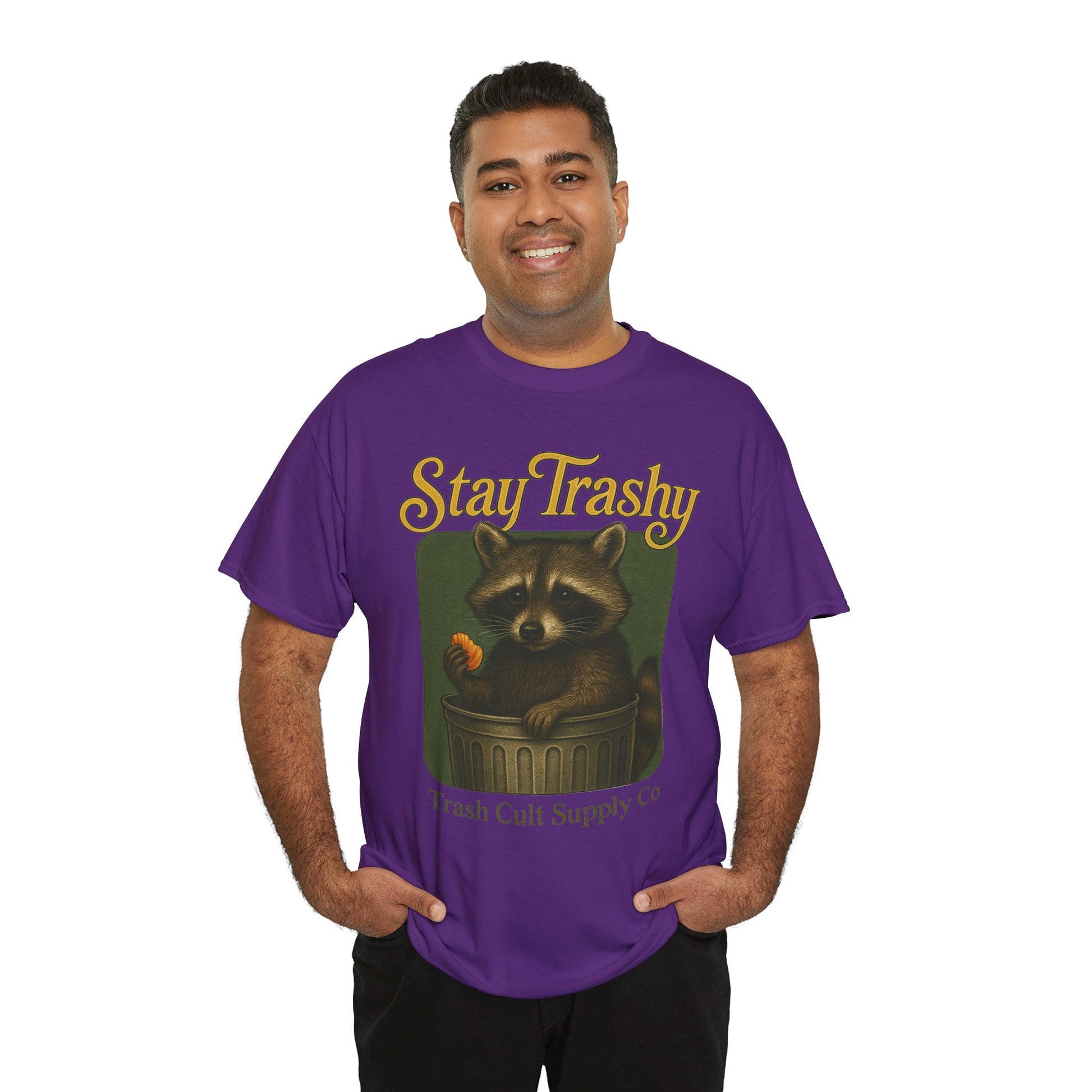 Stay Trashy Raccoon T-Shirt – Vintage-Style Cute Trash Panda | Trash Cult Supply Co | Gildan 5000