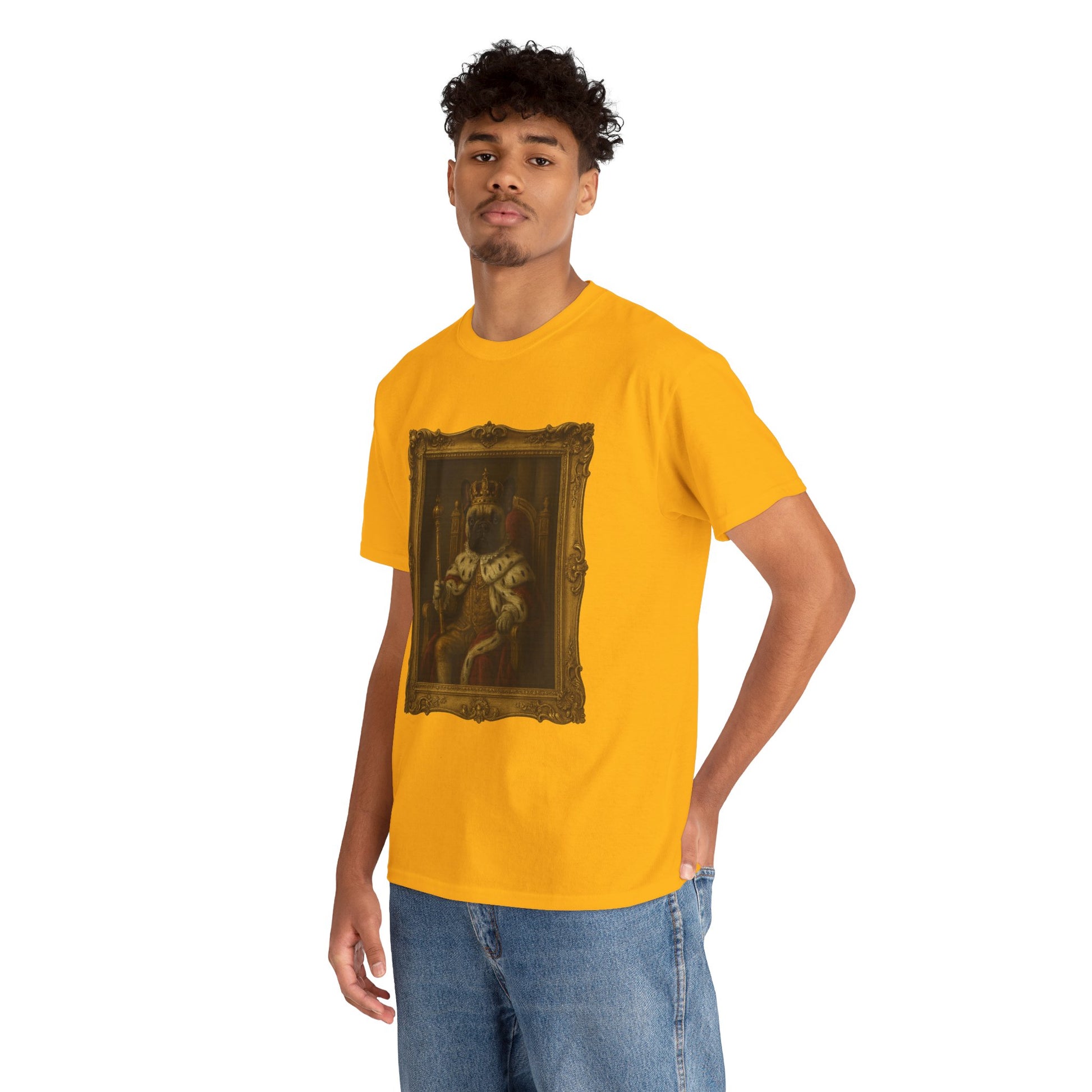 French Bulldog King Baroque Portrait Shirt – Funny Royal Dog Tee – Gildan 5000 Unisex Heavy Cotton