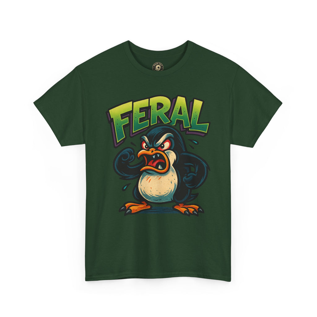 Feral Penguin T-Shirt – Funny Unisex Cotton Tee | Bold Animal Graphic Shirt, Quirky Gift Idea