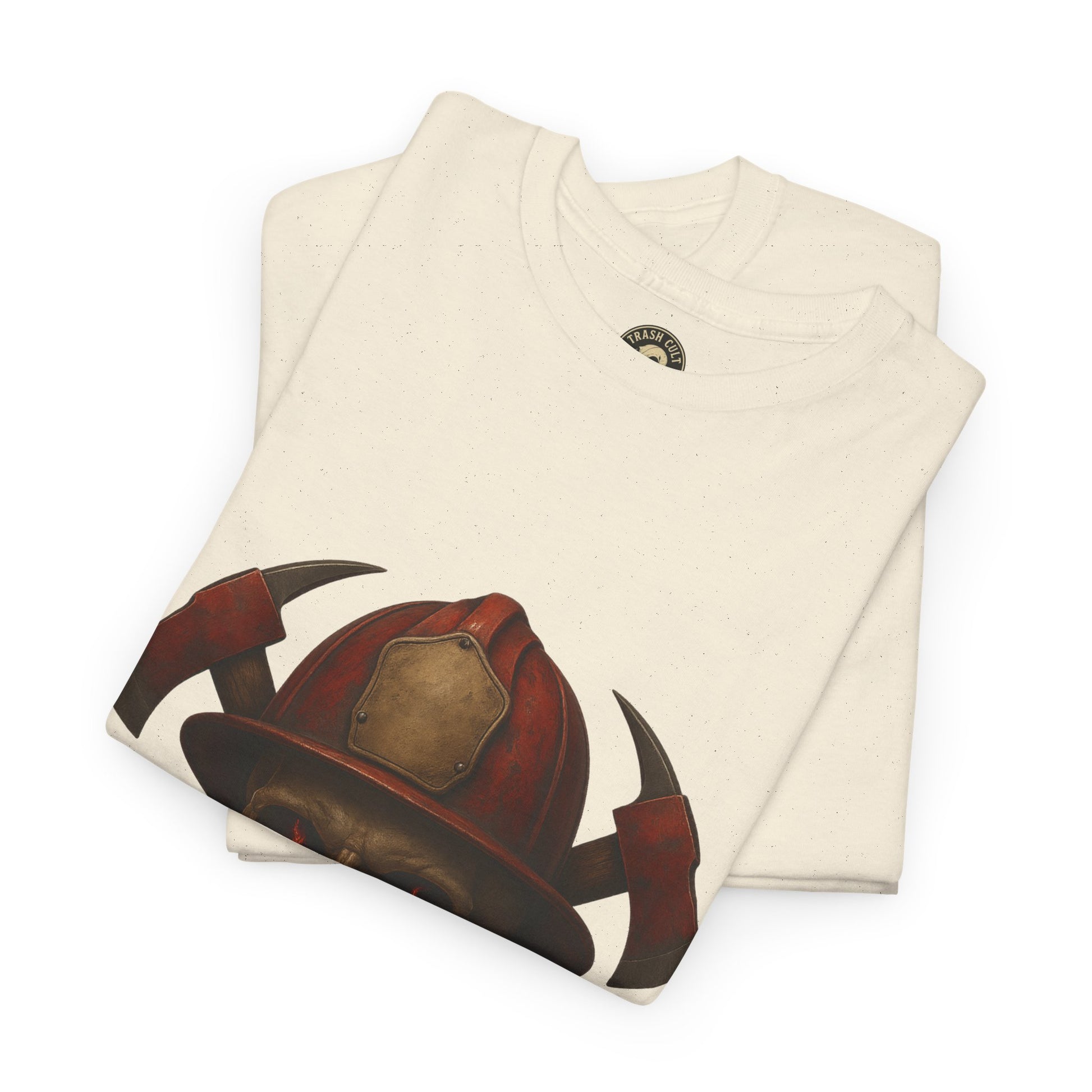 Skull Firefighter Tee, Unisex Heavy Cotton Shirt, Firefighter Gift, Halloween Costume T-Shirt, Unique Graphic Tee, Casual Wear