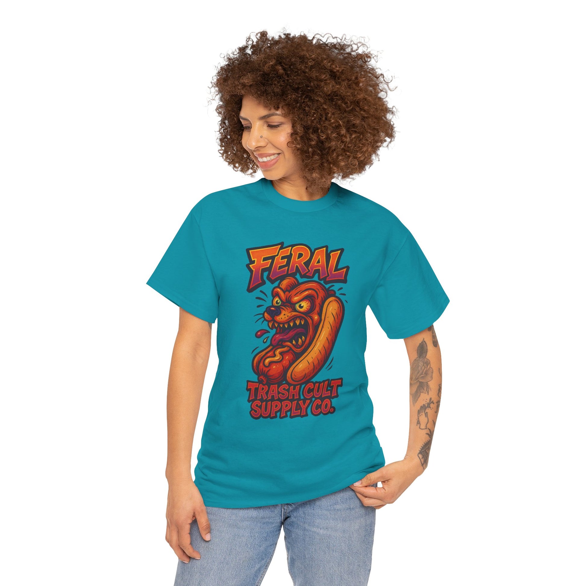 Feral Hot Dog Shirt – Bold Trashcore Art Tee | Trash Cult Supply Co | Gildan 5000 Unisex Fit