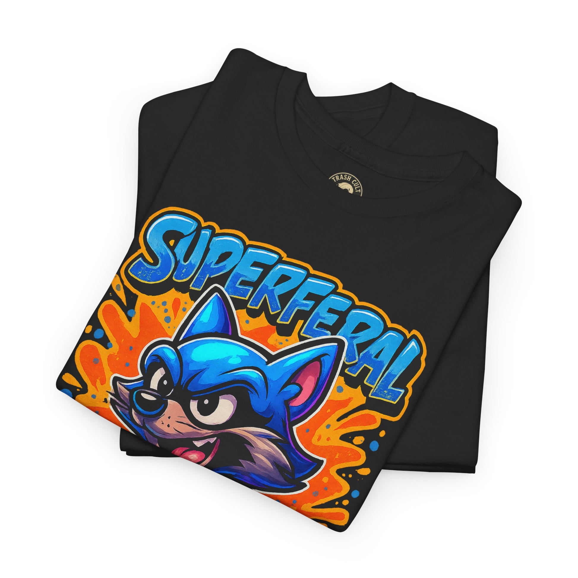 SuperFeral Raccoon Graffiti Shirt – Bold New School Superhero Streetwear | Trash Cult Supply Co