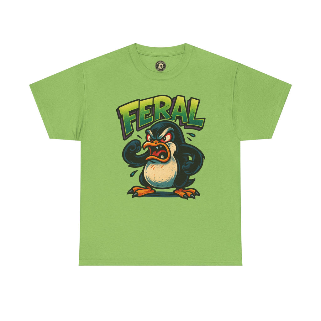 Feral Penguin T-Shirt – Funny Unisex Cotton Tee | Bold Animal Graphic Shirt, Quirky Gift Idea