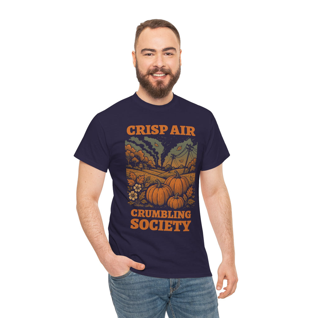 Crisp Air Crumbling Society Shirt – Dystopian Fall Pumpkin Tee – Fall of Humanity Collection – Trash Cult Supply Co.