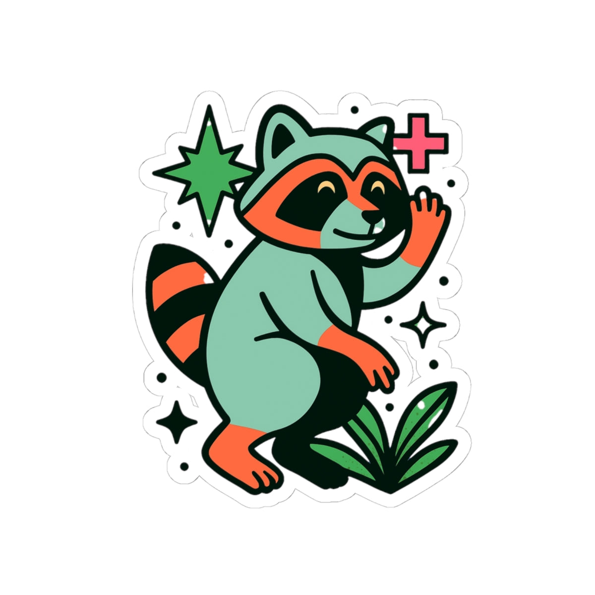 Cute Raccoon Kiss-Cut Stickers, Fun Laptop Stickers, Nature Lover Gifts, Cool Craft Stickers, Whimsical Decor, Emoji Stickers