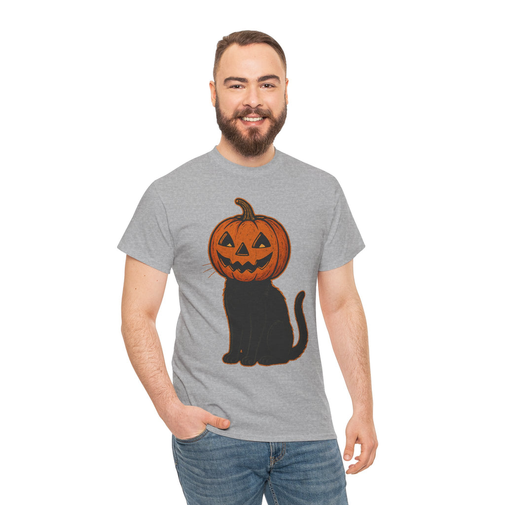 Black Cat Pumpkin Head Halloween T-Shirt – Jack O’Lantern Cat Design