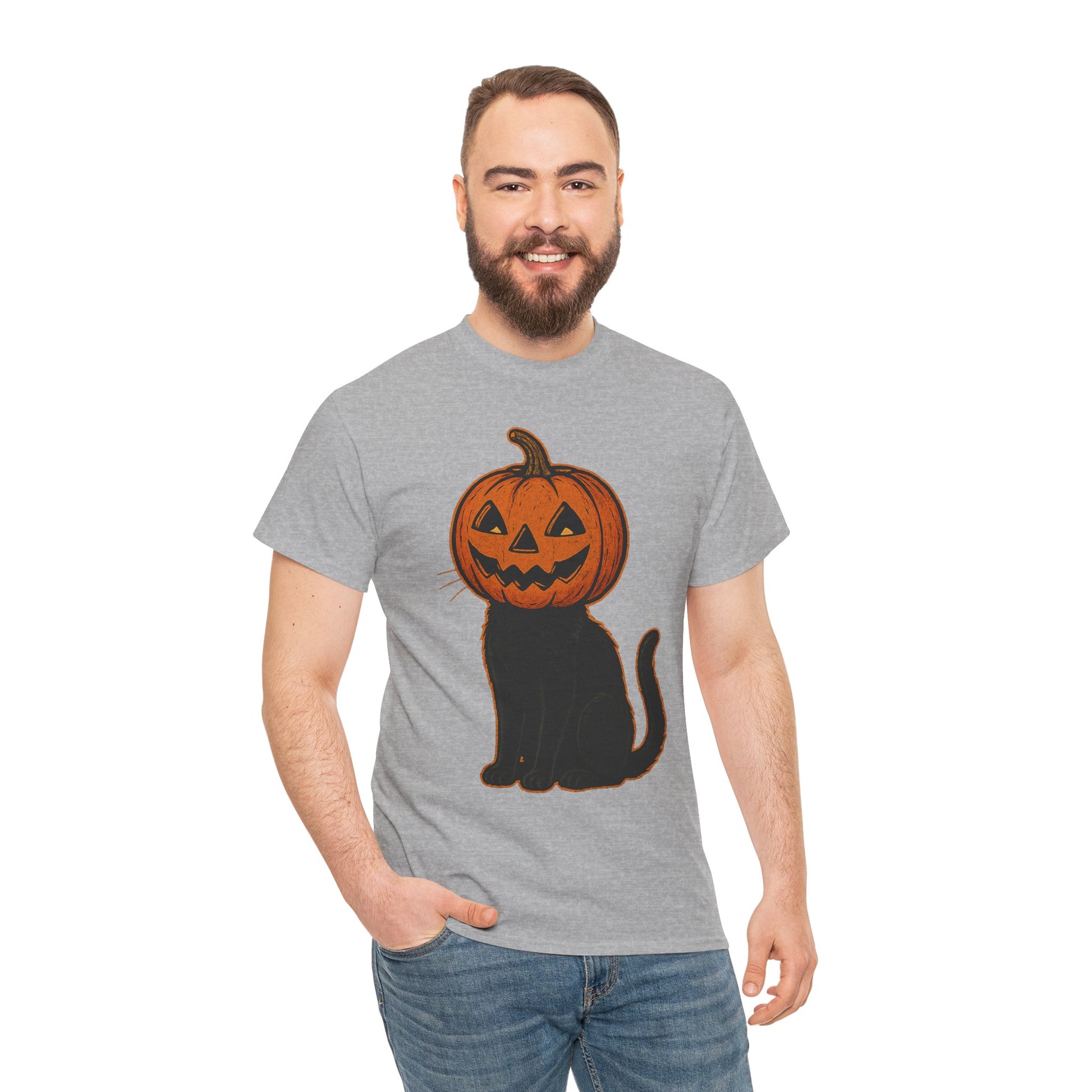 Black Cat Pumpkin Head Halloween T-Shirt – Jack O’Lantern Cat Design