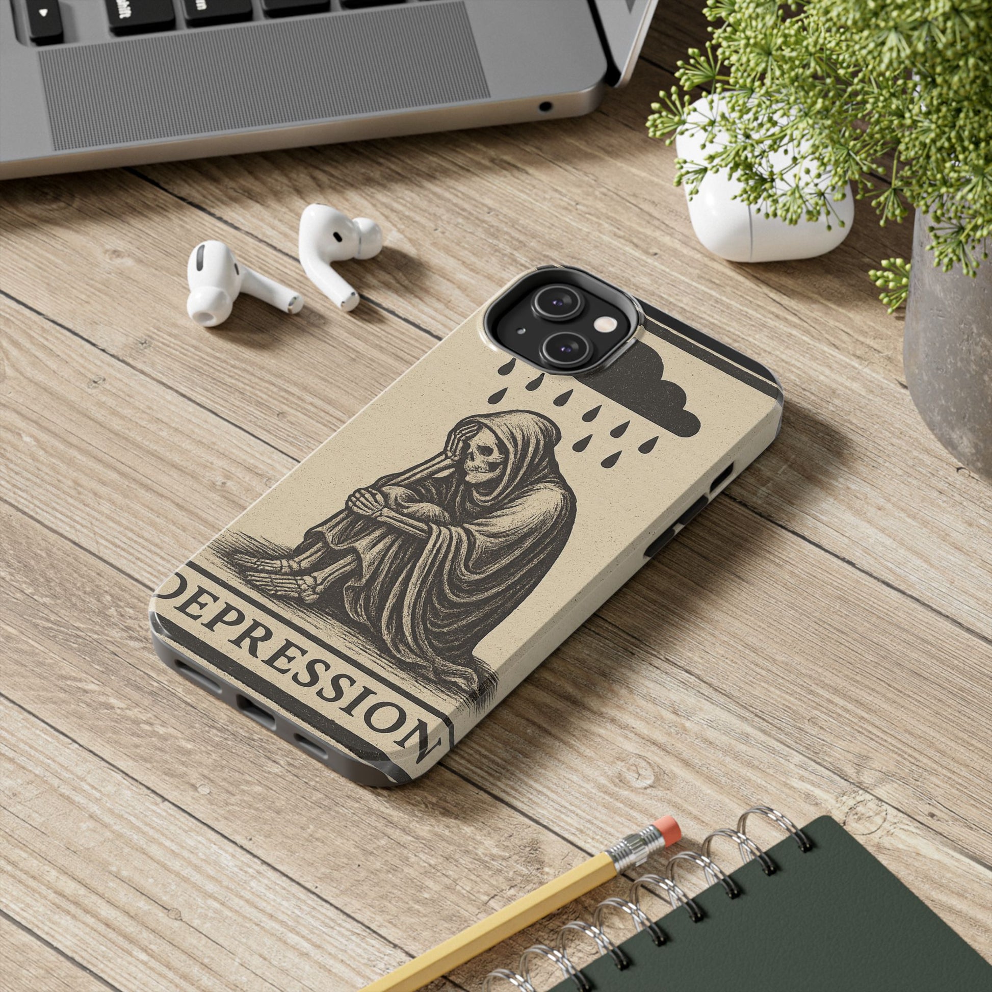Dark Humor Phone Case, Goth iPhone Cover, Macabre Gift, Depression Art Case, Unique Phone Protector