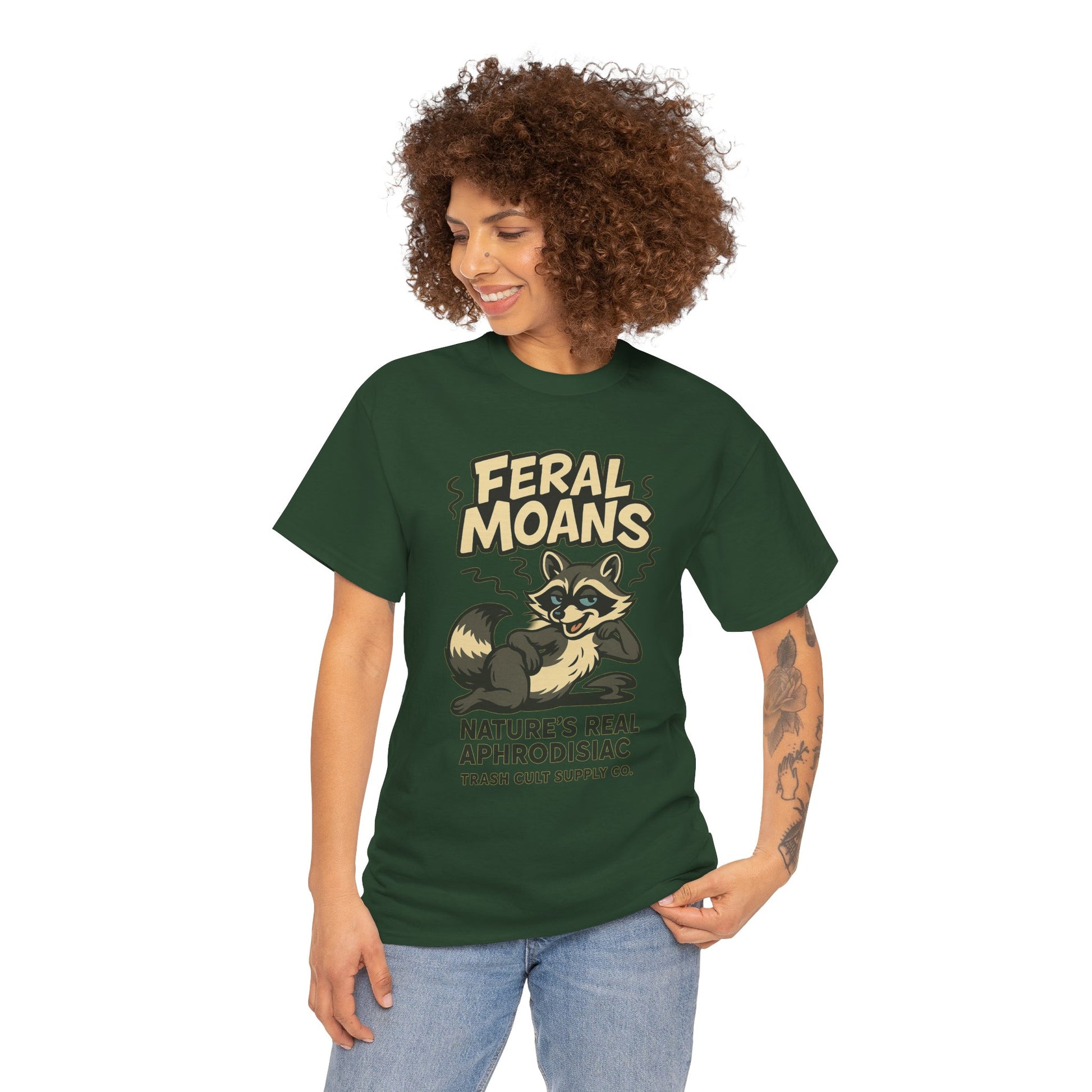 Feral Moans Unisex Heavy Cotton Tee, Funny Graphic Tee, Animal Lover Shirt, Casual Wear, Gift for Nature Enthusiasts