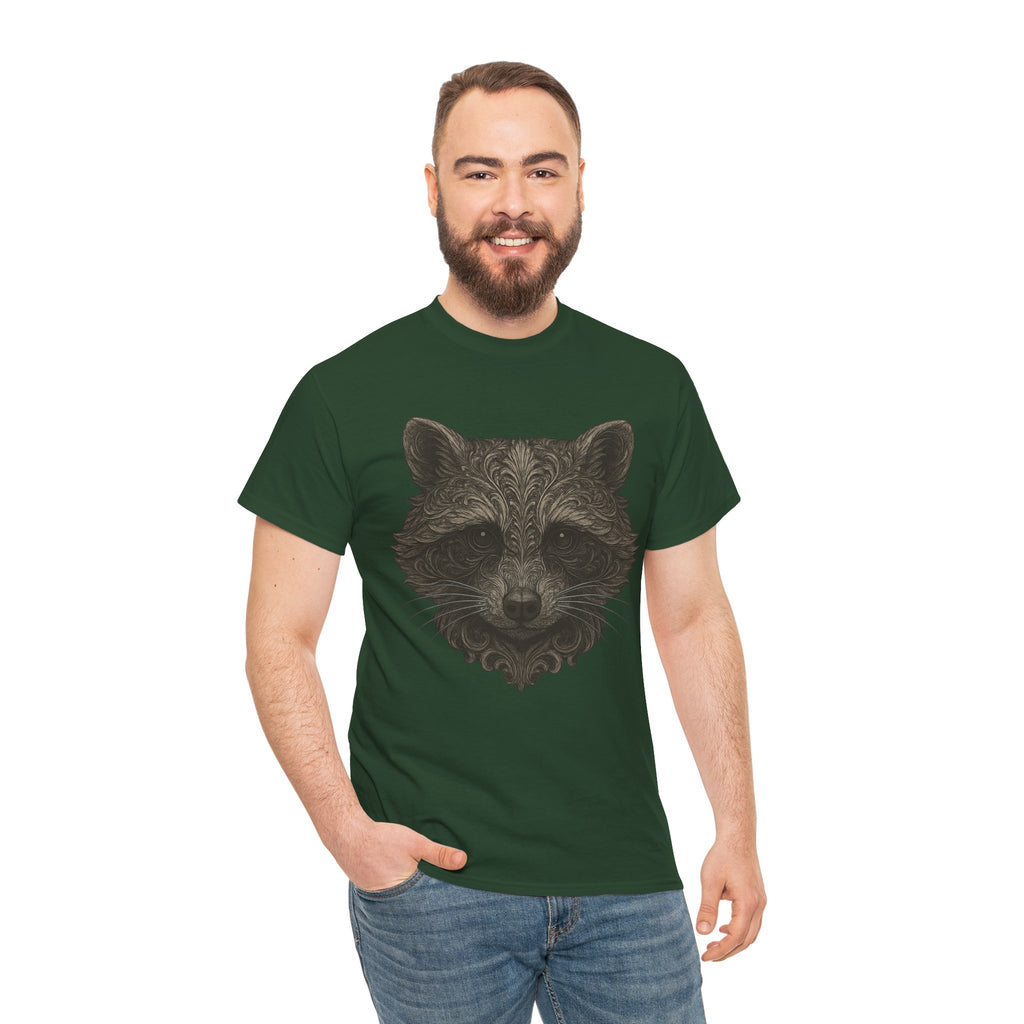 Ornate Raccoon Face Shirt – Intricate Woodland Animal Art Tee – Tattoo-Inspired Forest Aesthetic – Trash Cult Supply Co.