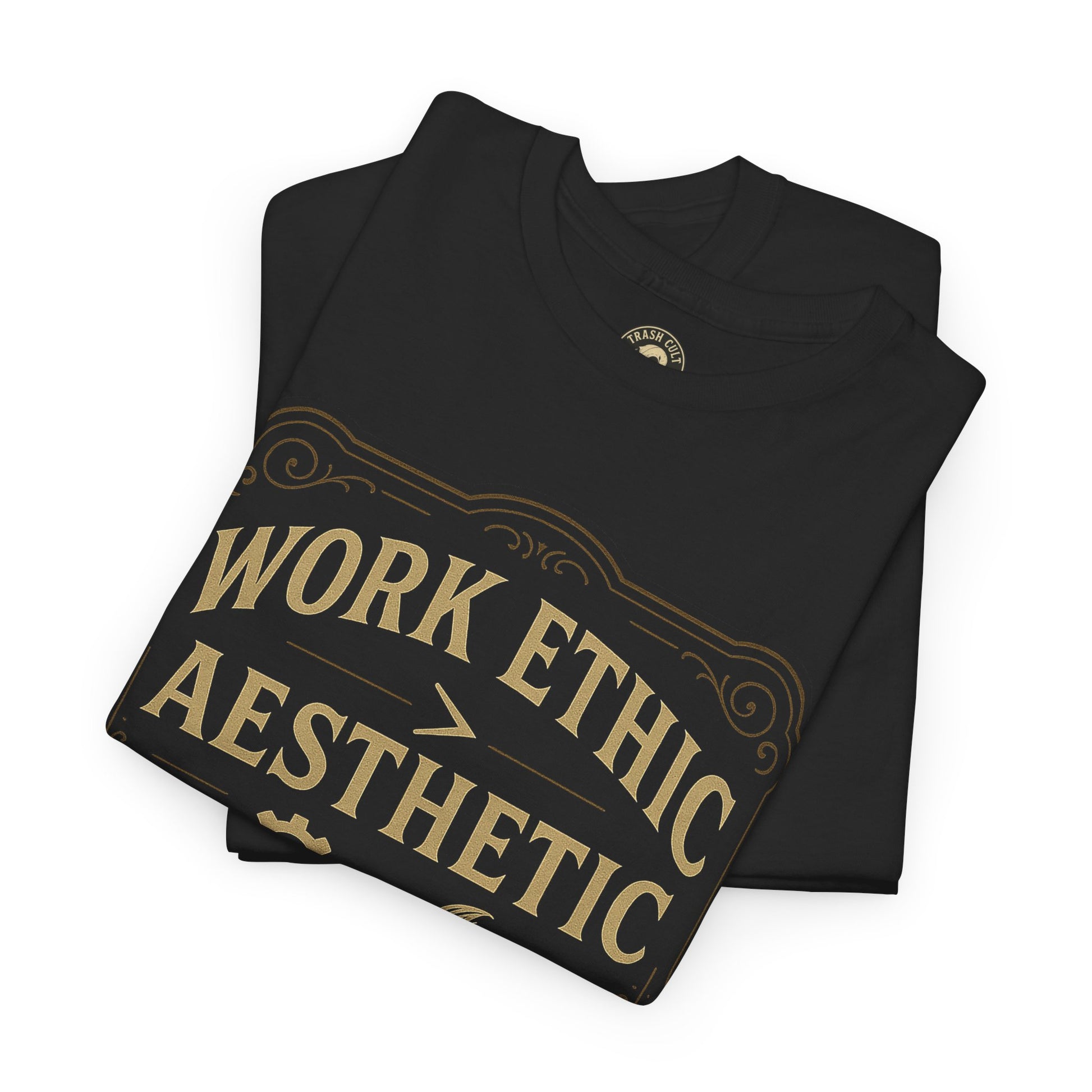 Work Ethic > Aesthetic T-Shirt (Black Gildan 5000) – Vintage Vigilante | Trash Cult Supply Co.