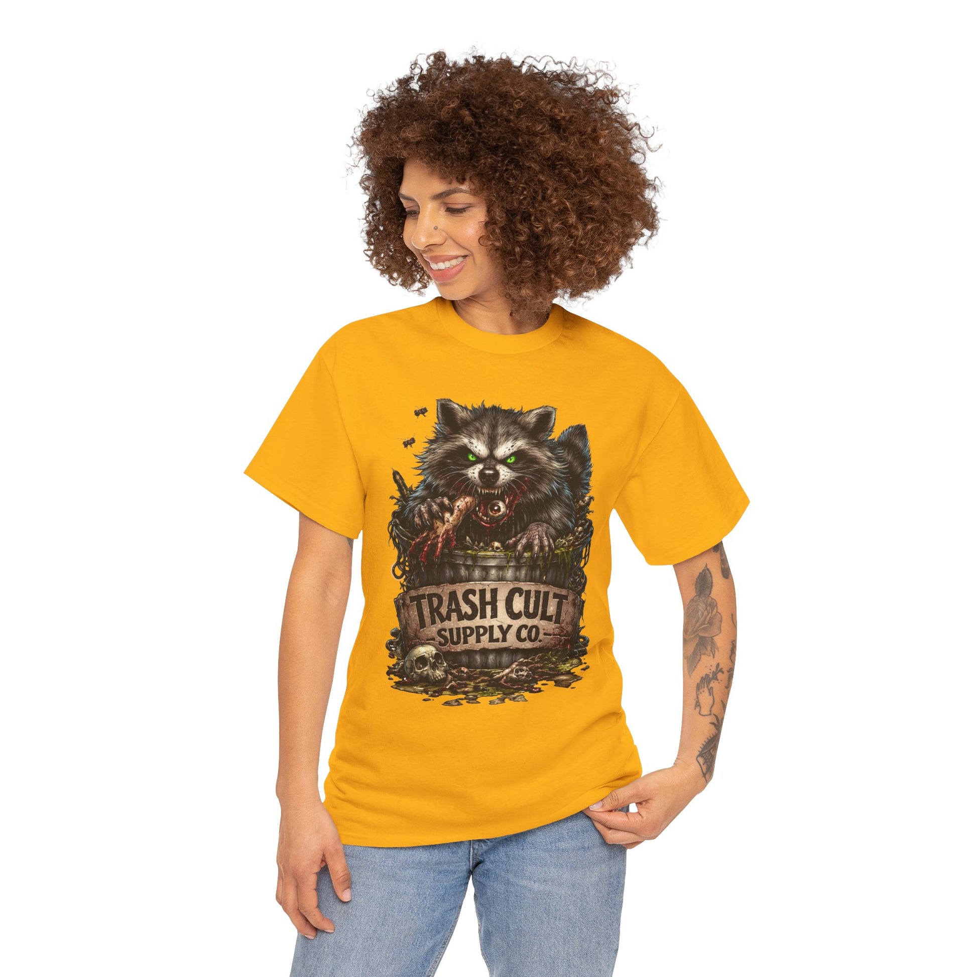 Raccoon 'Trash Cult Supply Co.' Graphic Tee — Vintage Grunge Animal Streetwear
