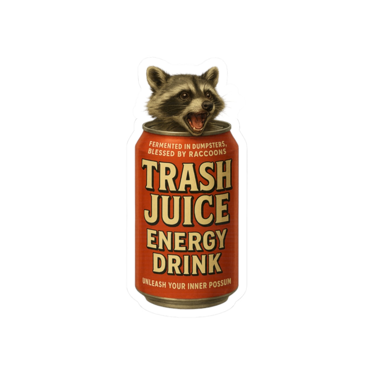 Trash Juice Raccoon Stickers, Funny Vinyl Decals for Laptop, Water Bottle, Office Decor, Gifts for Animal Lovers, Quirky Home Decor
