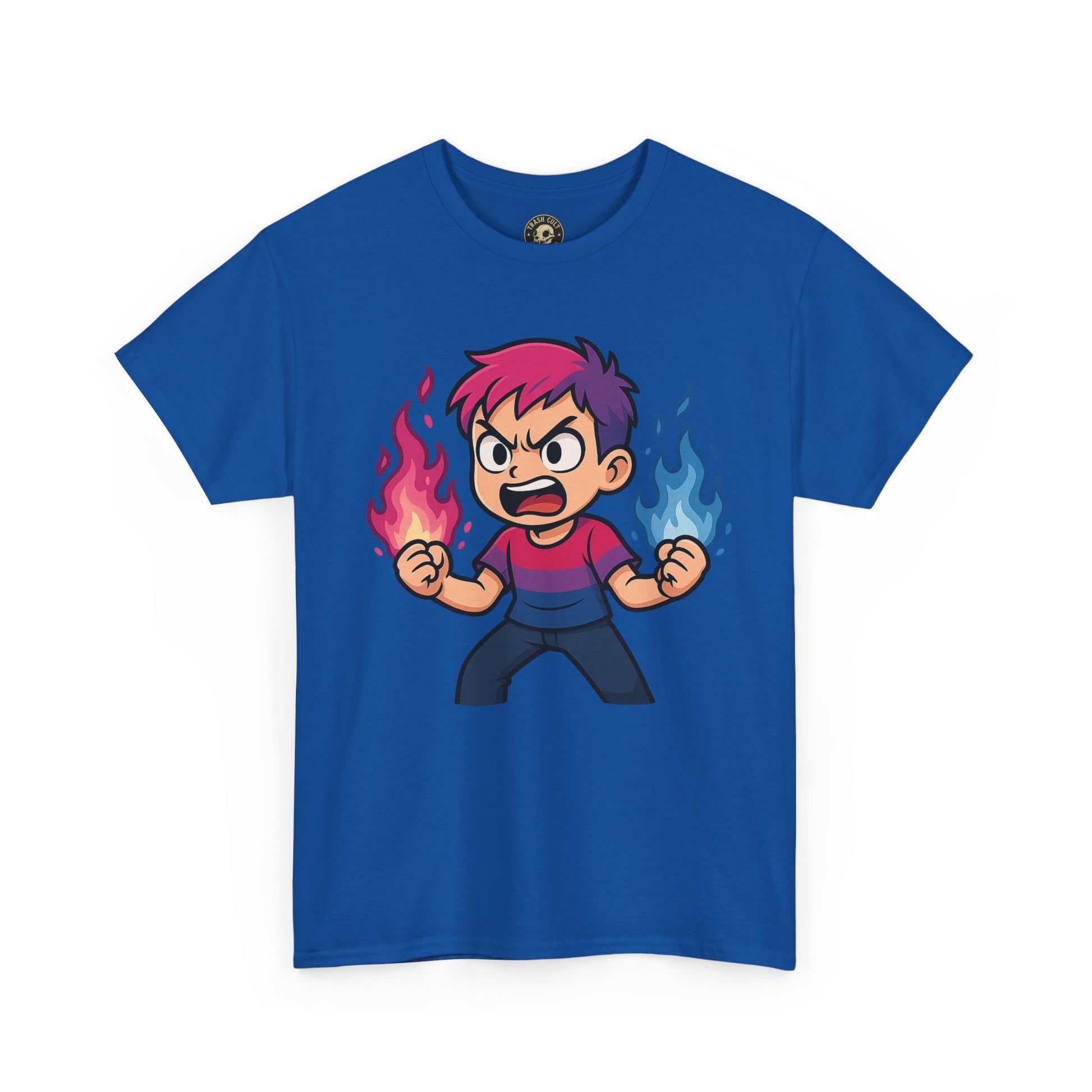 Bi-Furious Cartoon Pride Tee – Unisex Heavy Cotton Shirt for Gamers, Comic Fans & LGBTQ+ Allies