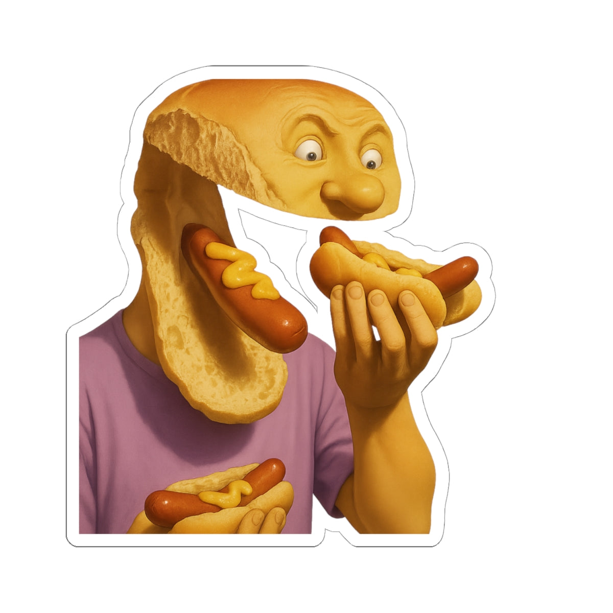 Hot Dog Head Sticker – AI-Generated, Human-Regretted, Perfect for Laptops and Lobotomies