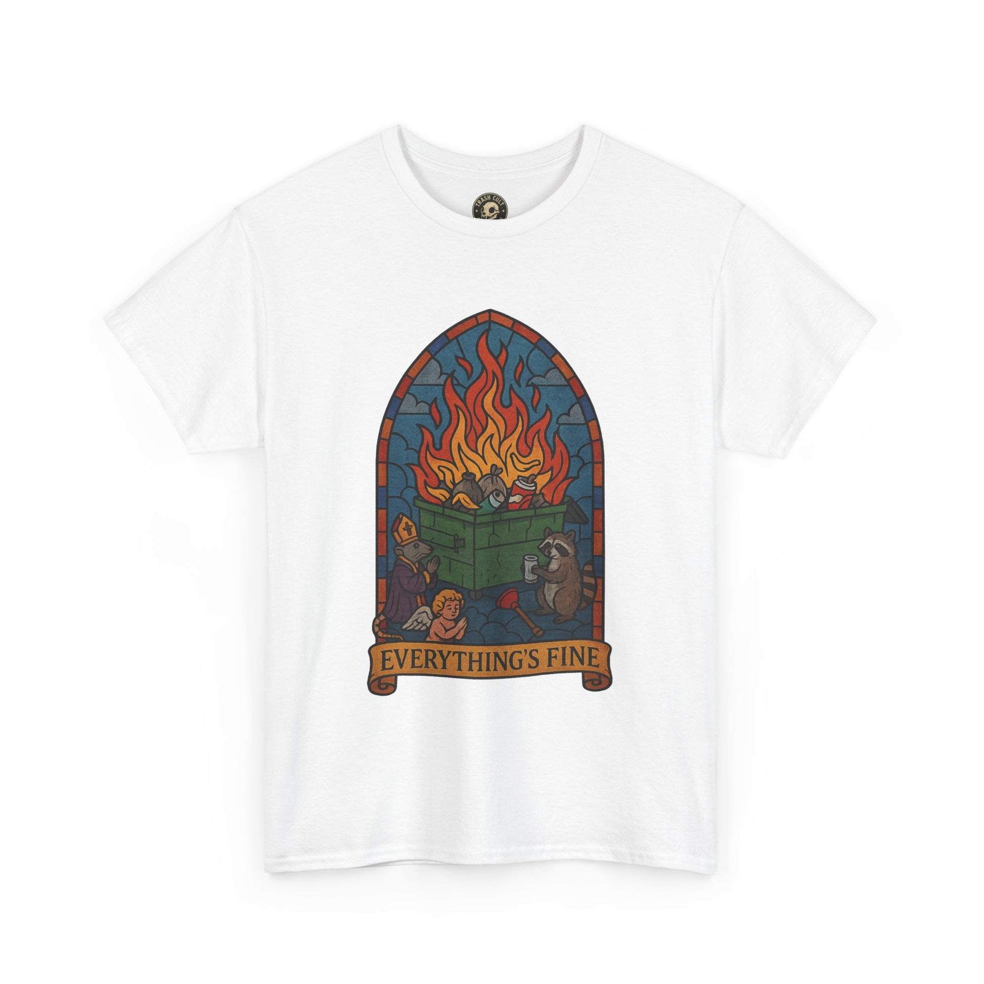 "Everything's Fine" Unisex Heavy Cotton Tee - Casual Wear, Gift for Friends, Home Decor, Everyday Style, Relaxed Fit