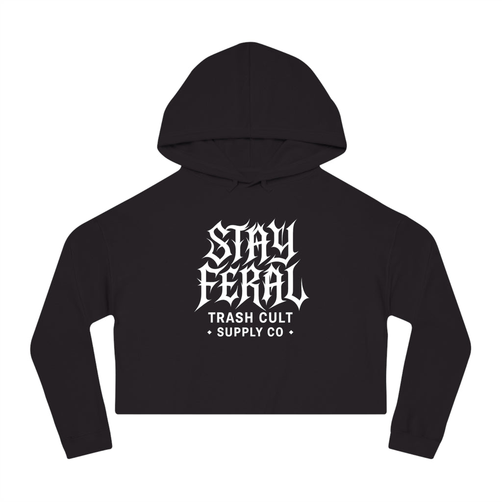 Camo Cropped Sweatshirt - Stay Feral, Trendy Streetwear, Gift for Her, Casual Outfit, Music Festival Apparel, Edgy Fashion