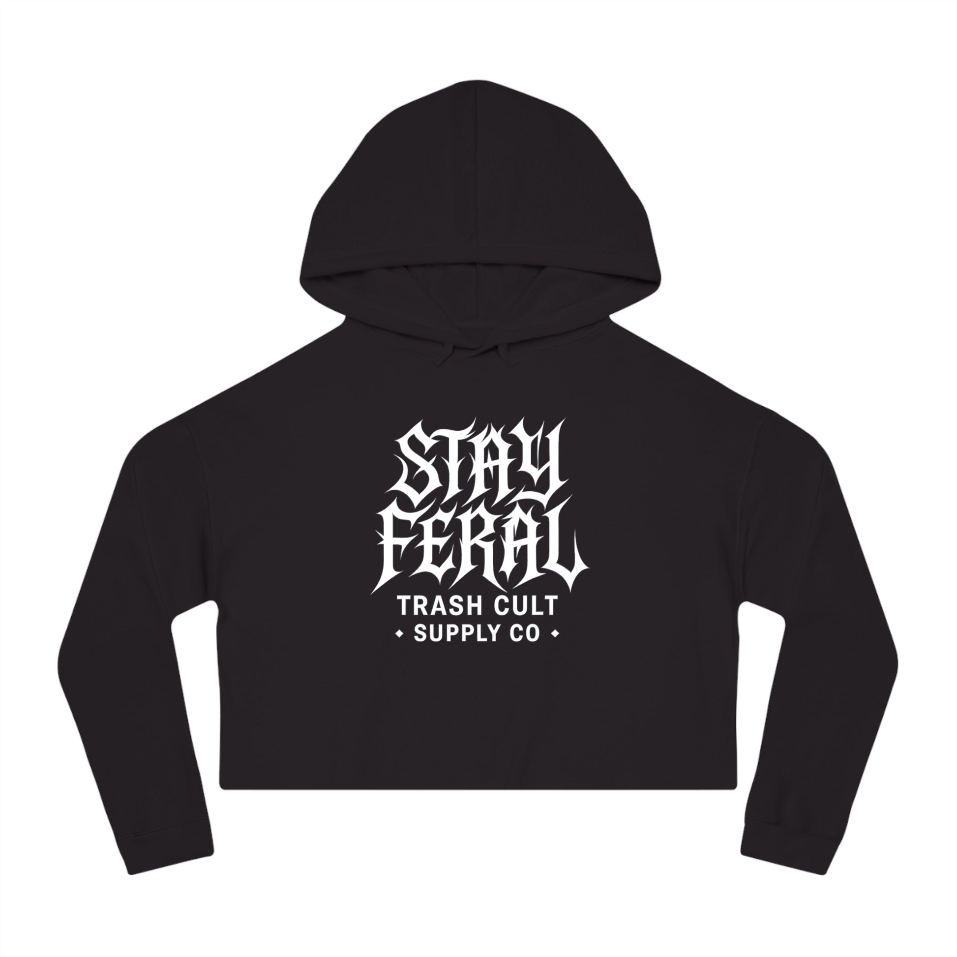 Camo Cropped Sweatshirt - Stay Feral, Trendy Streetwear, Gift for Her, Casual Outfit, Music Festival Apparel, Edgy Fashion