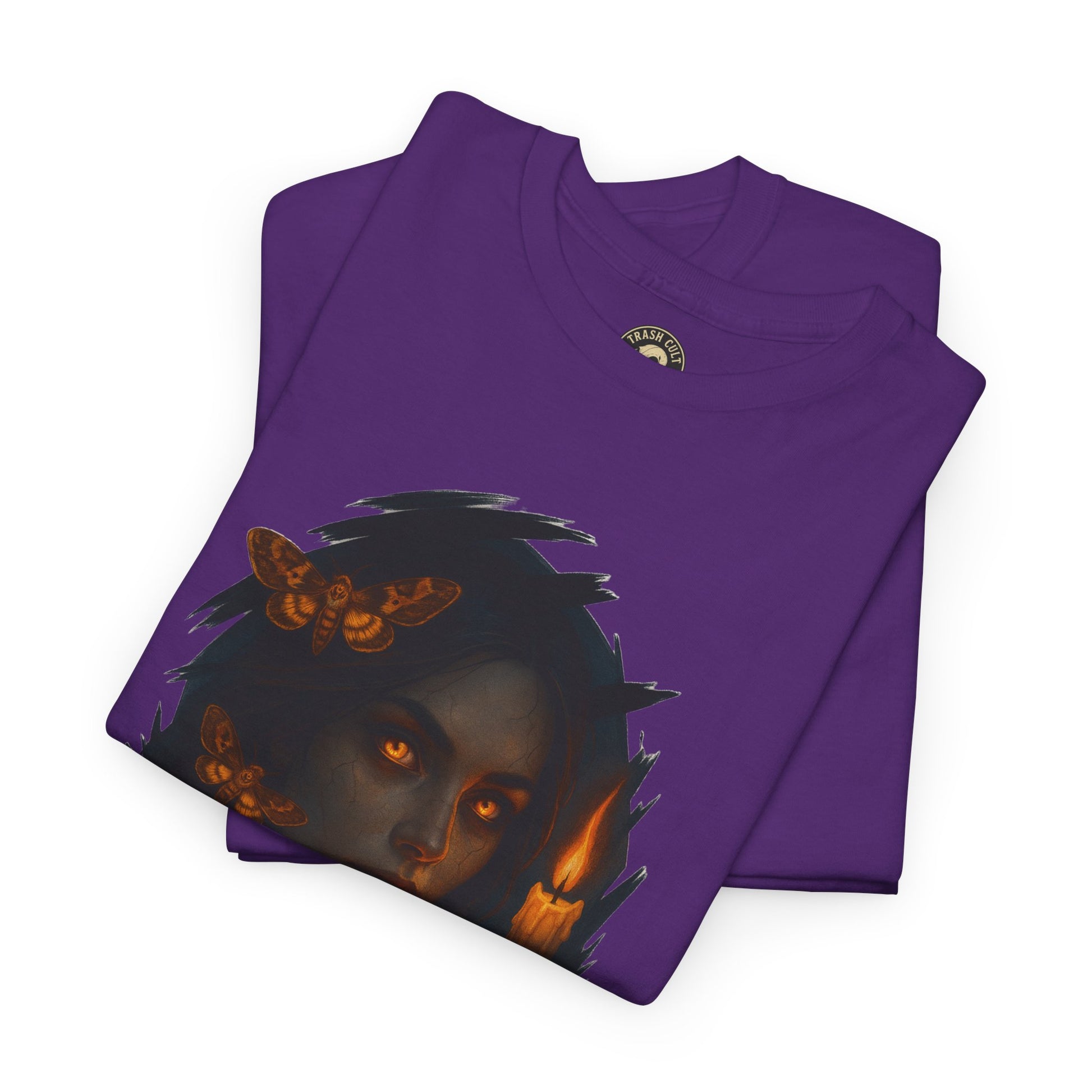 Mystical Night Unisex Heavy Cotton Tee, Witchy Shirt, Halloween Apparel, Fantasy Tee, Gift for Her, Art Graphic Tee