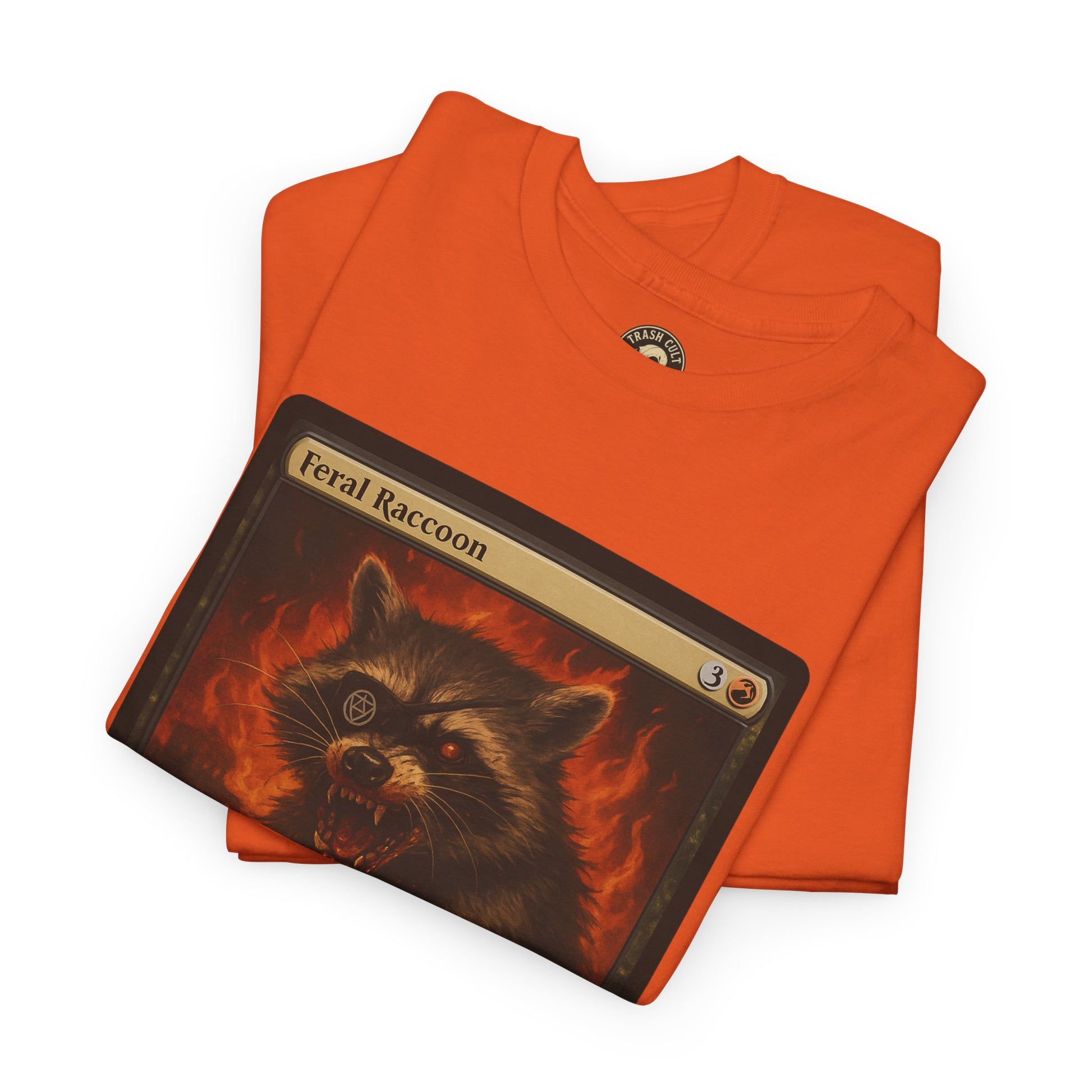 Feral Raccoon Magic Card Shirt – MTG-Inspired Beast Rogue Tee, Trash Cult Creature Card, Gildan 5000 Unisex T-Shirt
