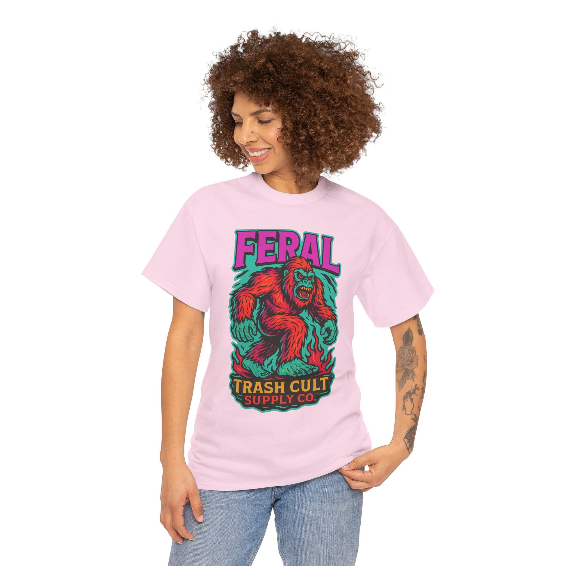 FERAL Bigfoot Shirt – Trashcore Bold Colors | Trash Cult Supply Co | Gildan 5000 Tee